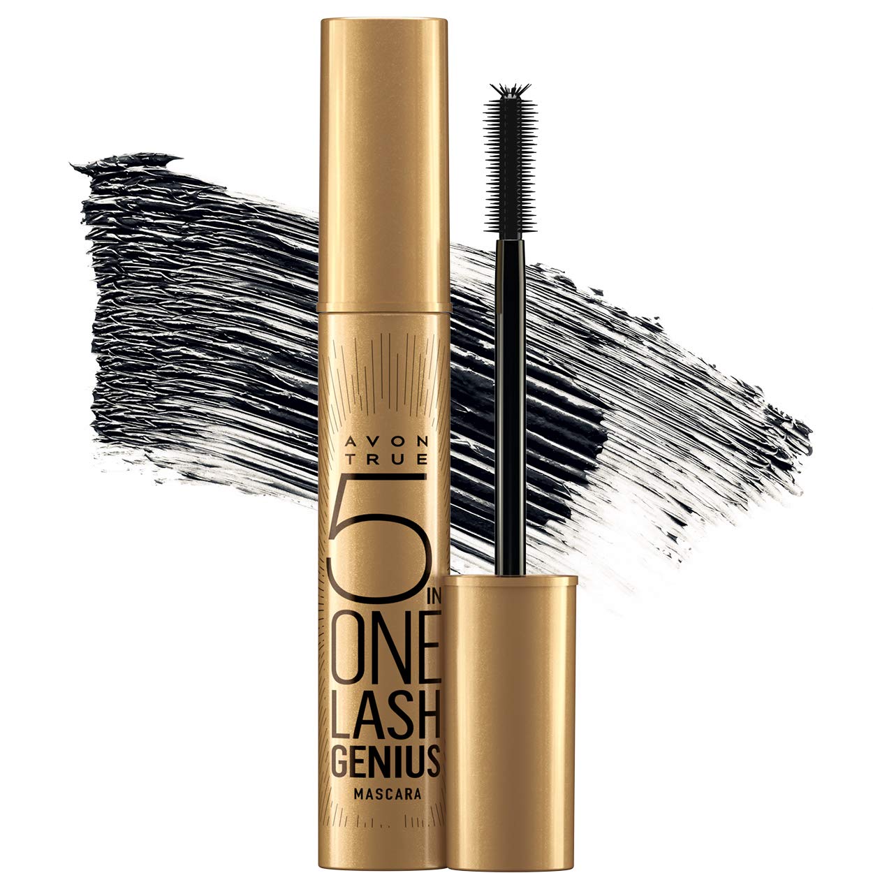 Avon True Colour Lash Genius 5-in-1 Volumizing Mascara in Blackest Black - Lengthening, Curling & Waterproof Formula for Dramatic Eye Makeup Looks