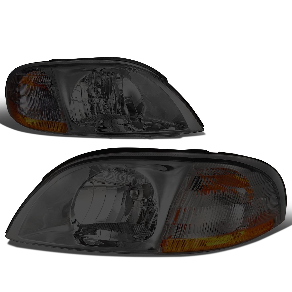 Smoked Amber Corner Bumper Headlight Assembly Lamps for 1999-2003 Ford Windstar - Pair - Durable Replacement for Improved Night Driving & Vehicle Safety