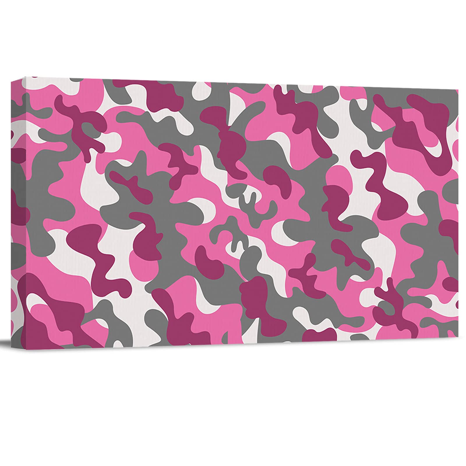 COLORSUM Abstract Pink Camouflage Canvas Wall Art Print - Framed Modern Decor for Bathroom, Bedroom, Living Room - 16x32 Inches - Perfect for Home, Office & Gift Giving