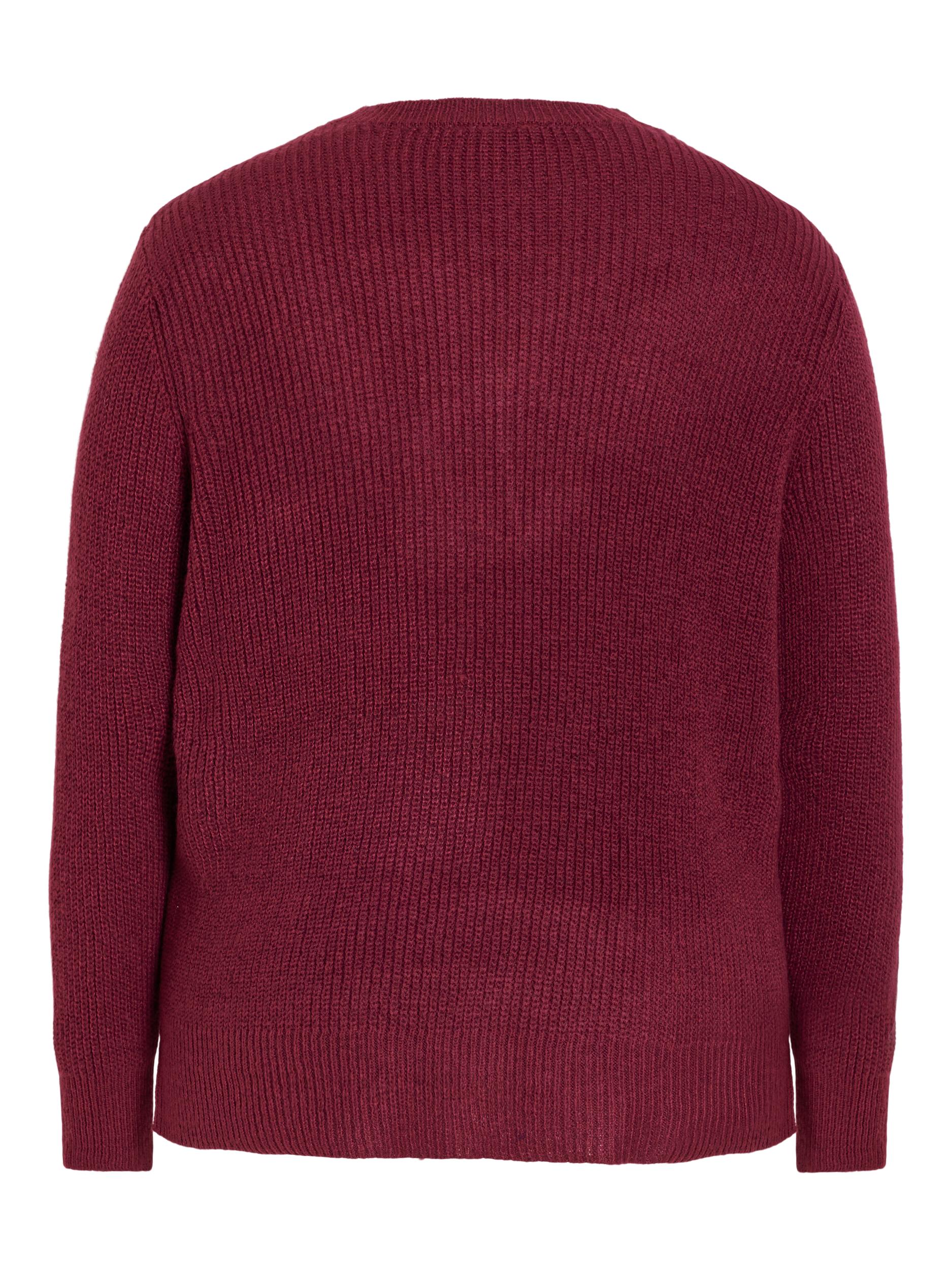 Mandy Lace Neck Long Sleeve Knit Jumper - Beet Red | Elegant Women's Sweater for Fall & Winter | Perfect for Office, Parties & Casual Outings