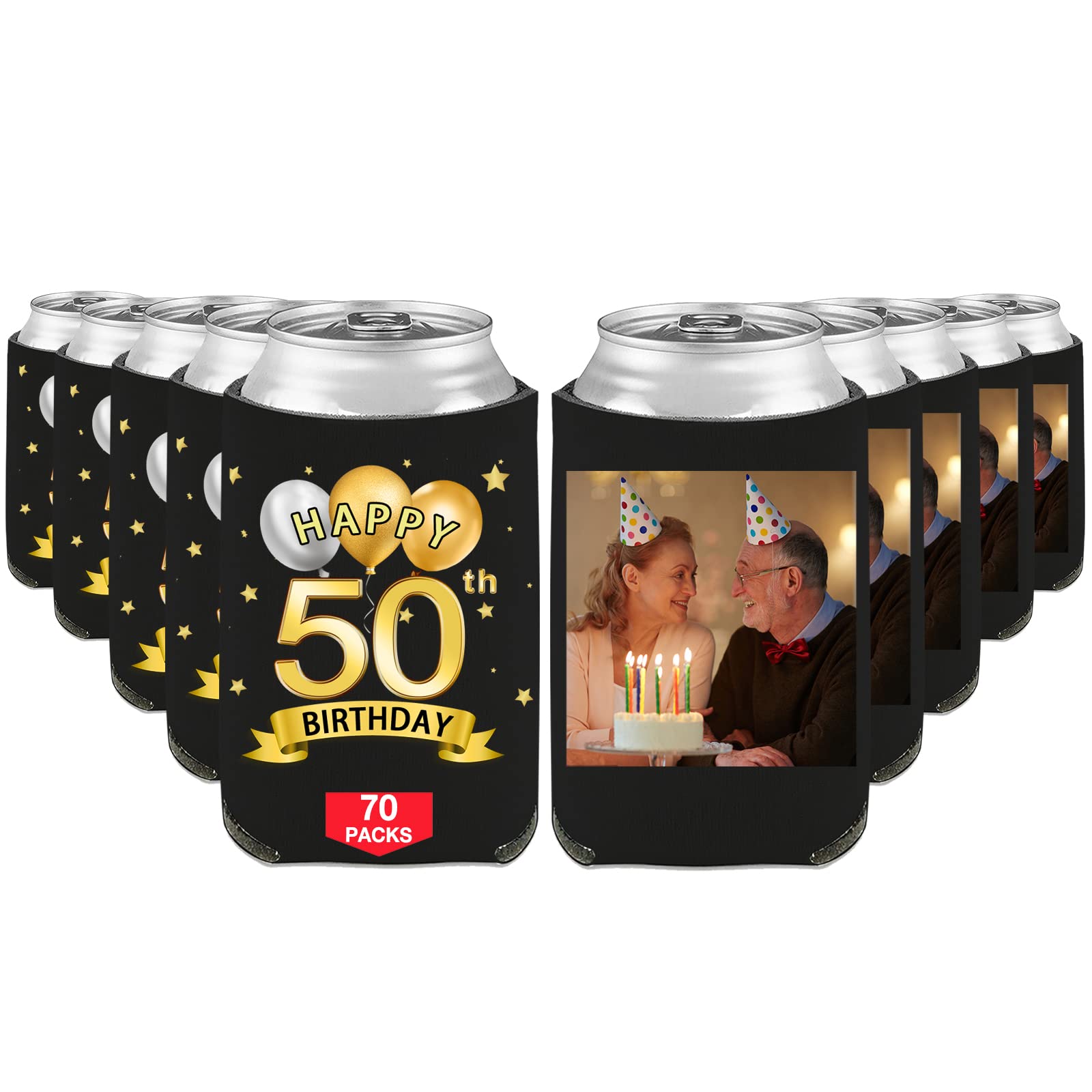 Personalized Custom Birthday Can Coolers & Beer Bottle Sleeves - Bulk Photo & Name Printed Beverage Holders for Parties, BBQ, and Outdoor Events