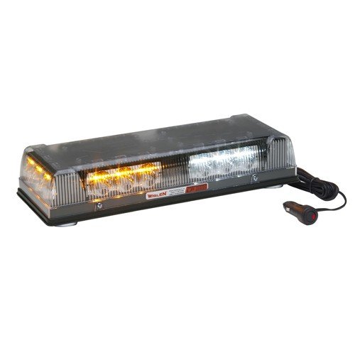 Whelen R1LPMF 12V DC Split Amber/White Magnetic Mount Mini Light Bar - Emergency Vehicle Strobe Warning Light for Trucks, Police Cars, Construction Vehicles & Off-Road Use