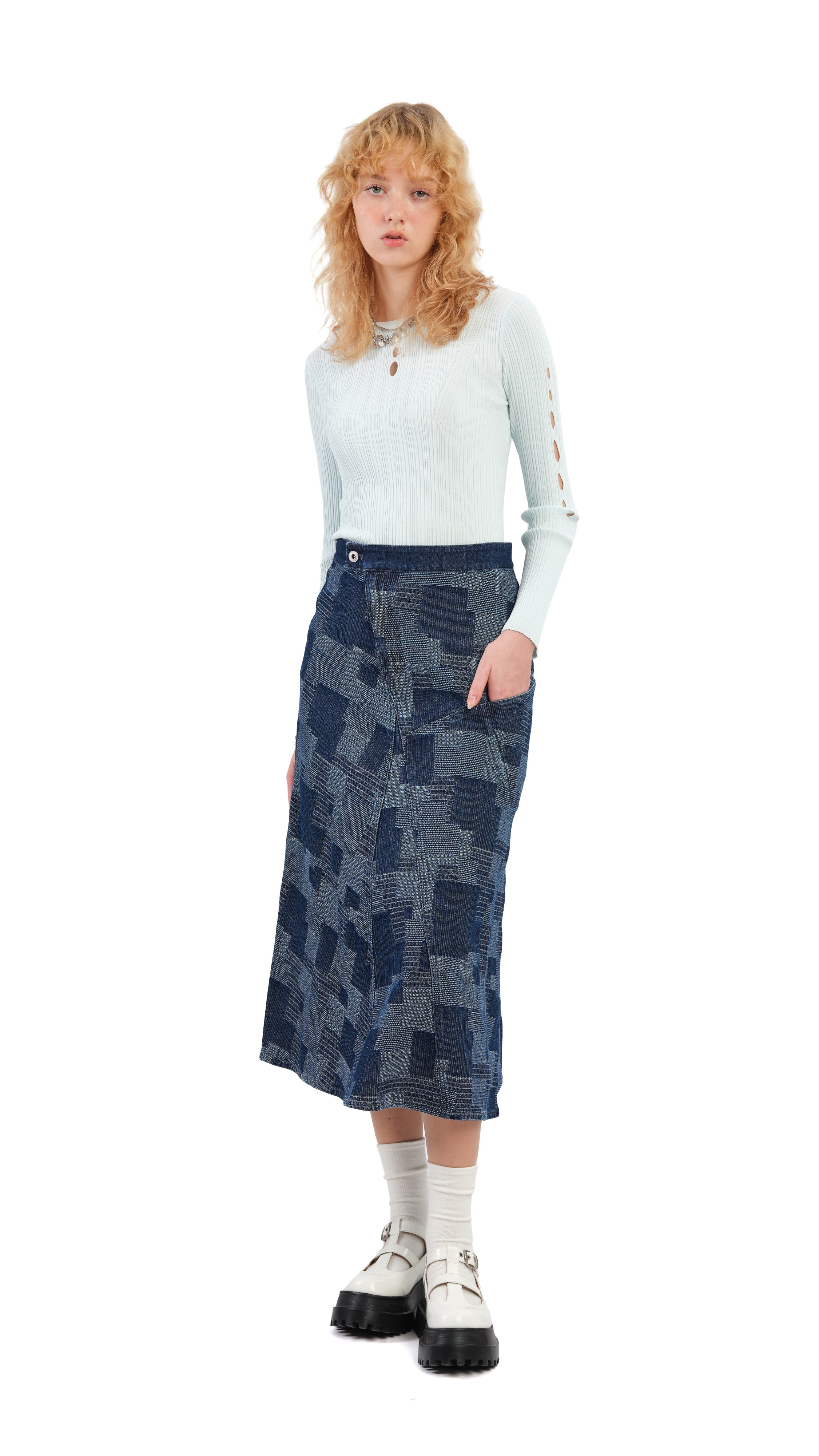 Stylish High Waist Denim Skirt for Women - Trendy A-Line Denim Mini Skirt with Pockets - Perfect for Casual Outfits, Date Nights & Summer Fashion