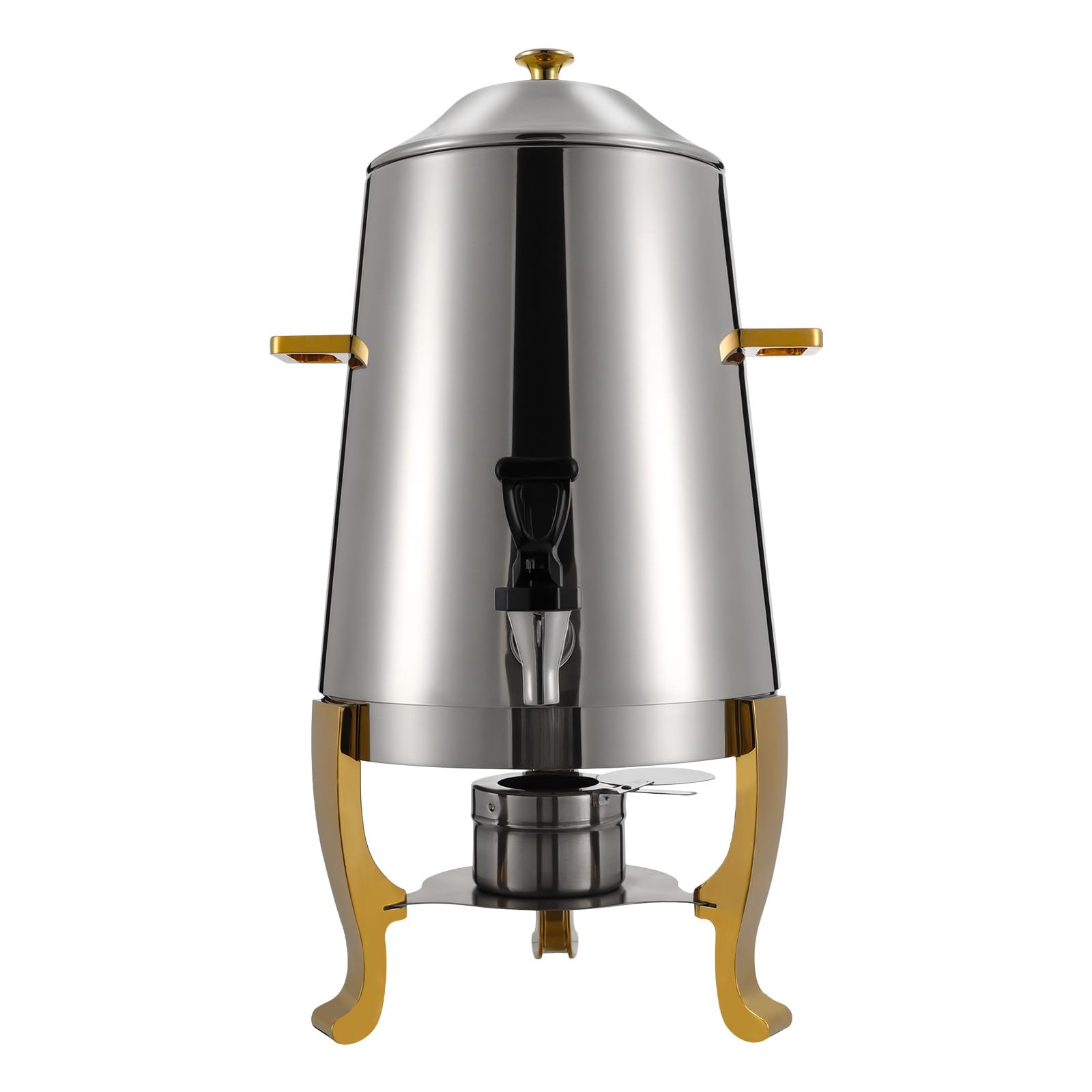13L Stainless Steel Coffee Urn with Fuel Holder - Continuous Heating Beverage Dispenser for Hot & Cold Drinks - Perfect for Parties, Buffets, Catering (Gold Alcohol) - Ideal for Coffee, Tea, Hot Chocolate and Punch Serving at Events