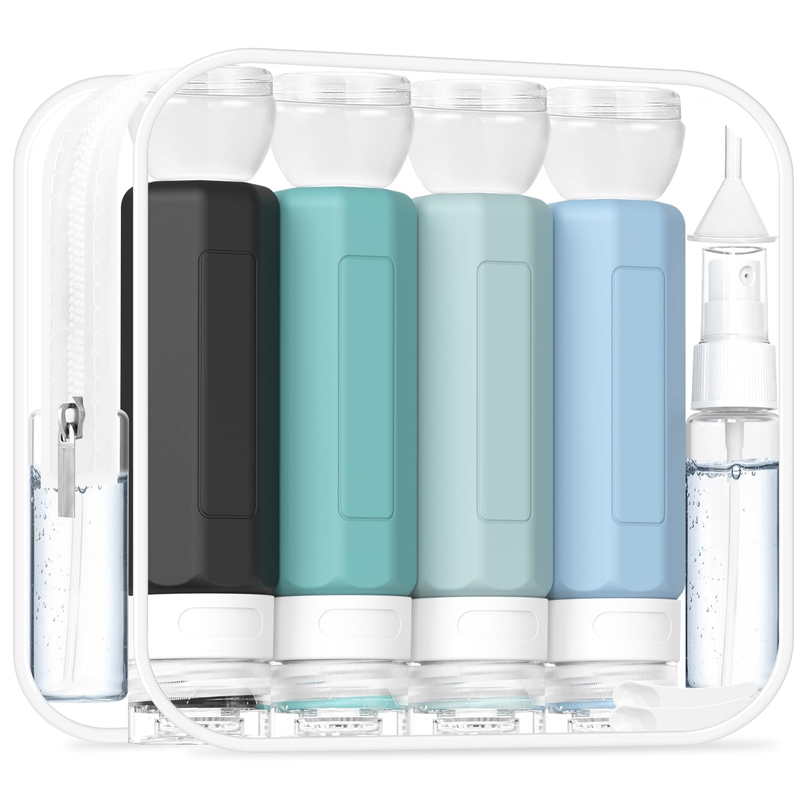 17PCS TSA Approved Leak Proof Travel Bottles Kit - Silicone Toiletries Containers for Shampoo, Conditioner & Lotion | Perfect for Airplane Carry-on, Vacation & Business Trips