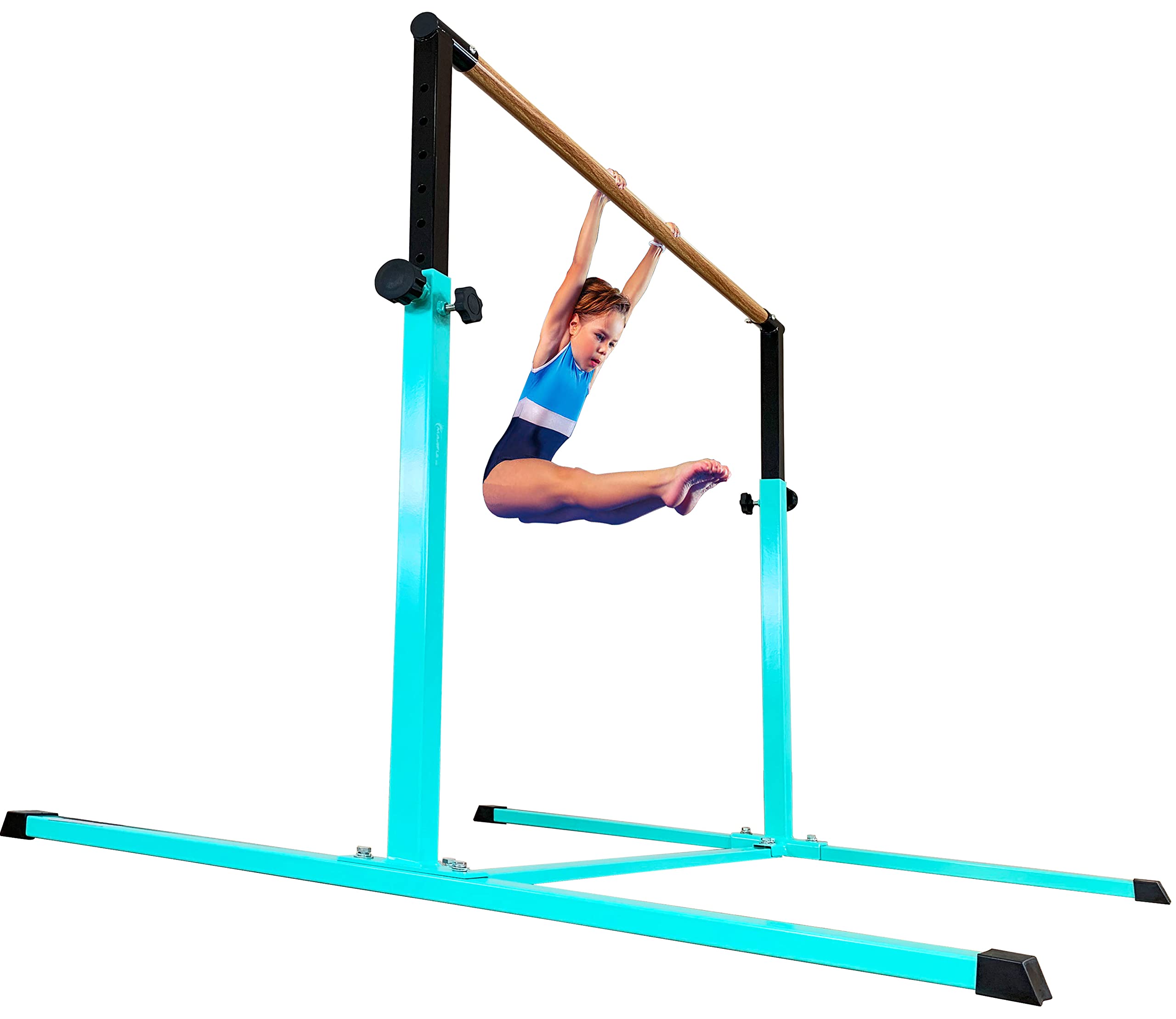 4FT/5FT Adjustable Gymnastic Bar Set - Kids Training Horizontal Bar with Safety Lock for Home Gym, Backyard & Indoor Practice - Perfect for Strength Training, Flexibility Exercises & Gymnastics Skills Development