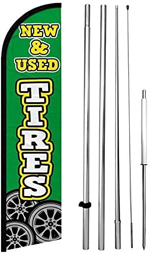 15ft Windless Swooper Feather Flag Banner with Pole & Spike Kit - Durable Outdoor Advertising for Car Dealerships, Grand Openings & Sporting Events