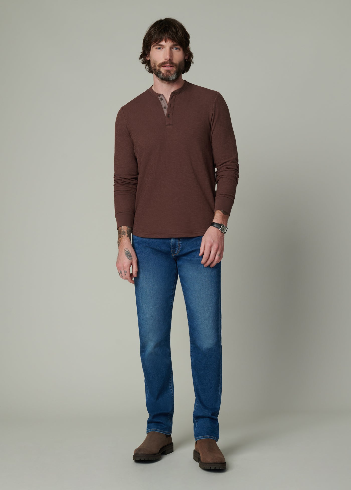 Dwight Double Face Henley Shirt for Men - Soft & Comfortable Cotton Blend - Casual & Layering Essential for Everyday Wear