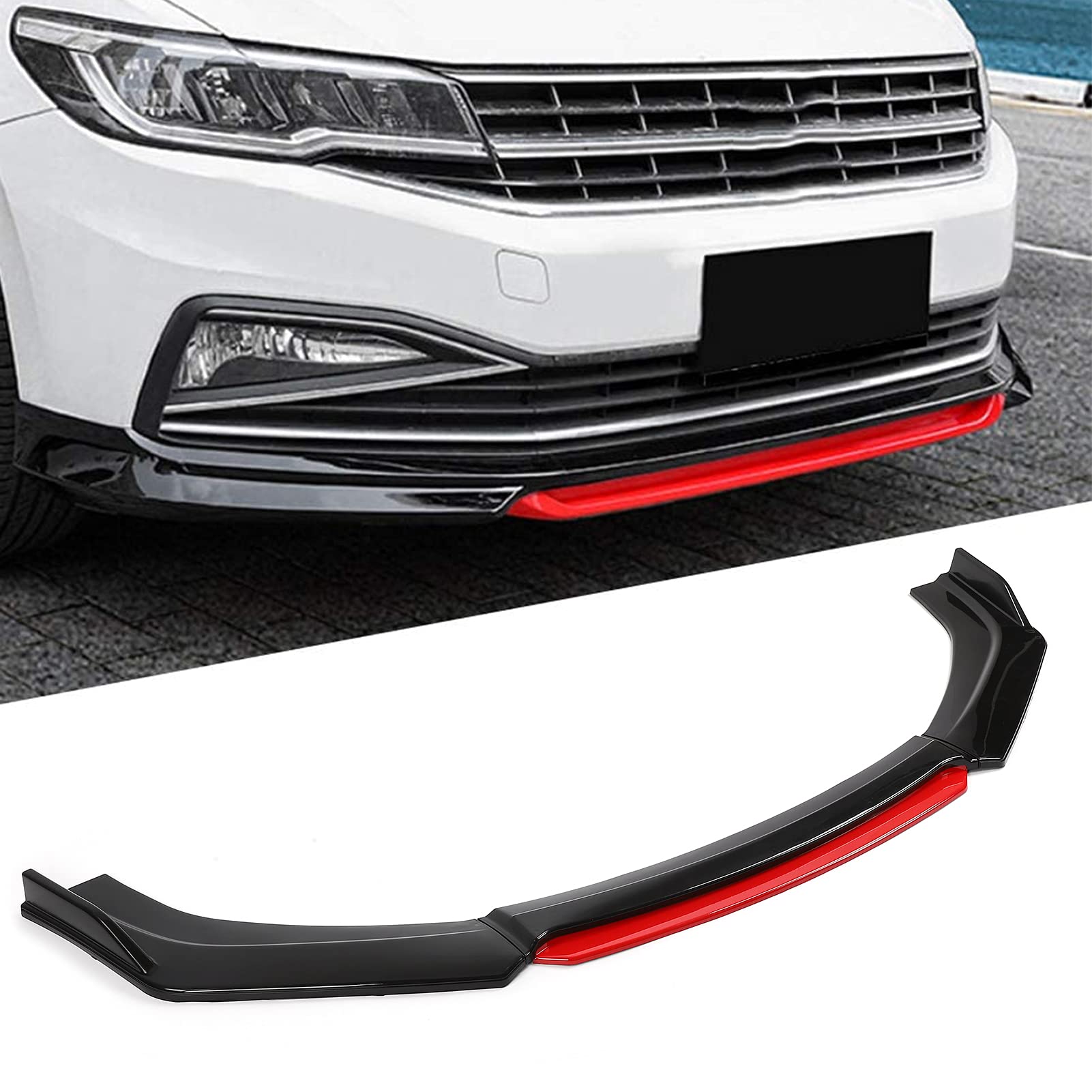 Universal 3PCS Front Bumper Lip Spoiler Splitter - Aerodynamic PP Body Kit for Car Exterior Protection | Perfect for Sedans, Sports Cars & Custom Vehicle Upgrades