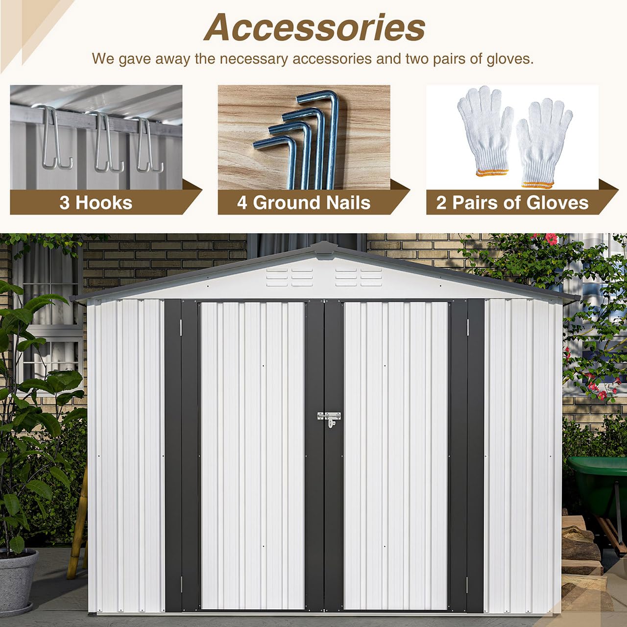 8x6 FT Outdoor Storage Shed - Heavy Duty Metal Garden Shed with Lockable Door for Lawn Tools, Watering Cans, Shovels & Rakes | Perfect for Backyard, Patio & Garage Organization