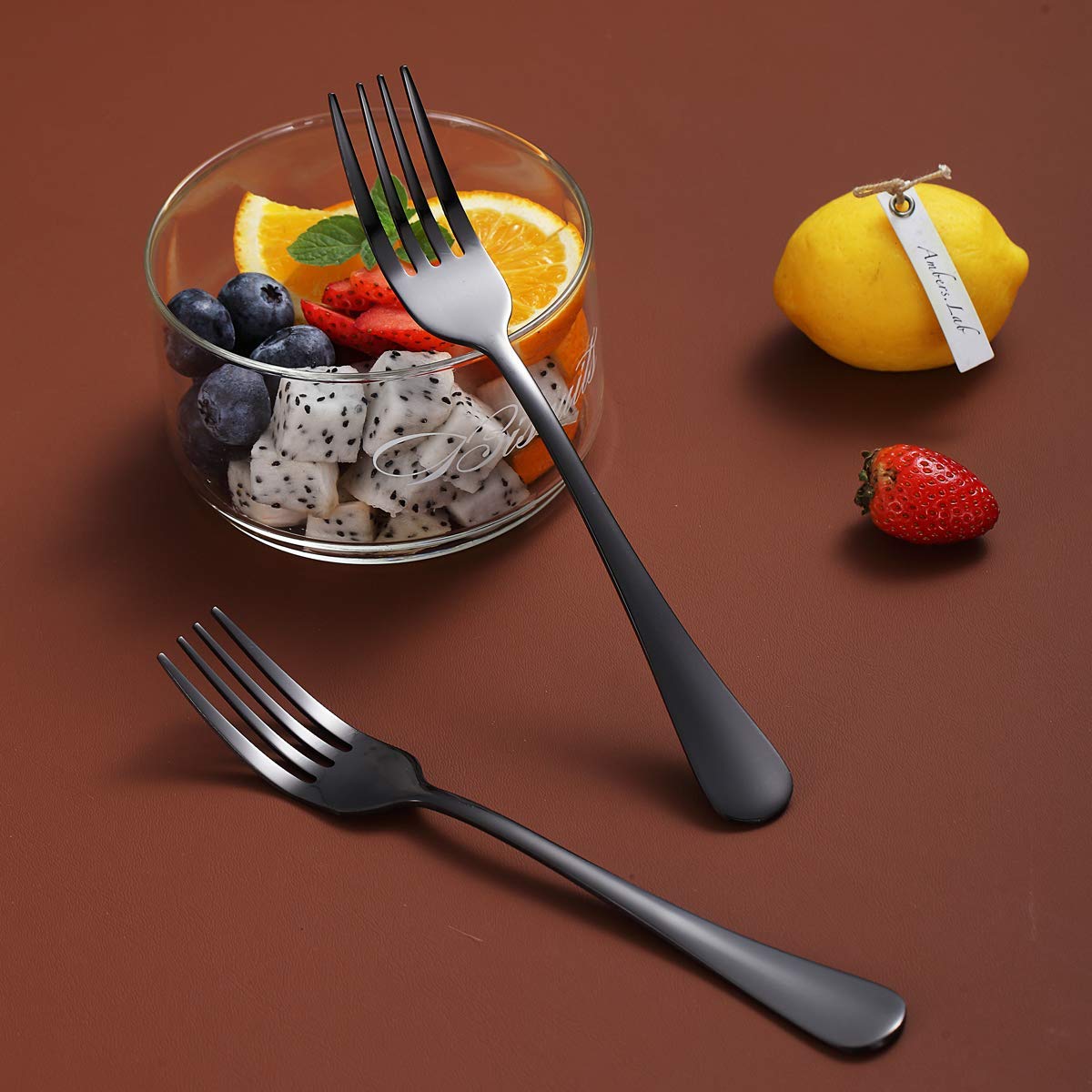 Premium 4-Piece Black Stainless Steel Dinner Forks Set - Berglander 7.9