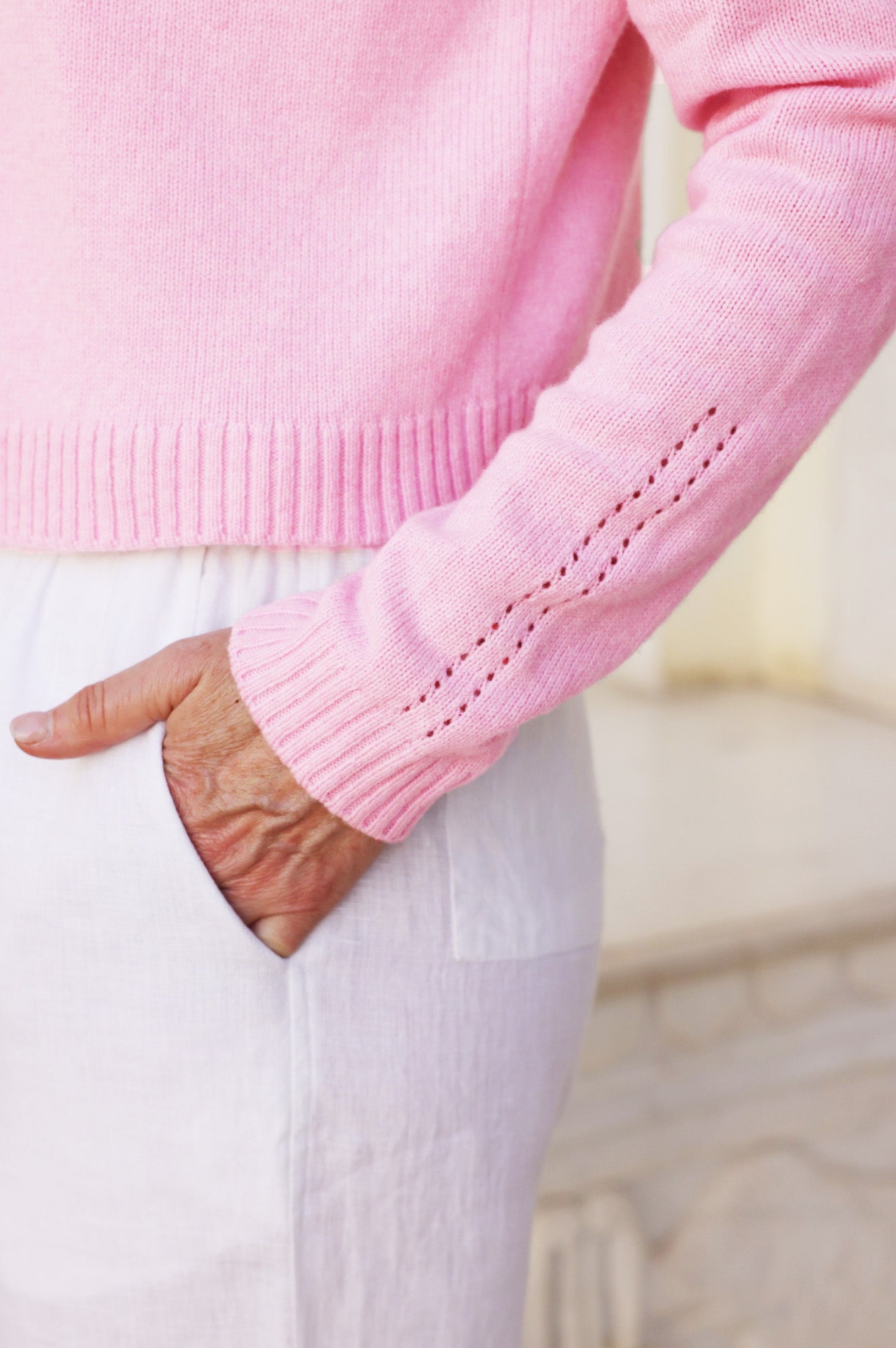 Soft Merino Wool Edge-to-Edge Cardigan for Women - Light Pink | Cozy Winter Sweater for Office, Travel & Casual Outfits