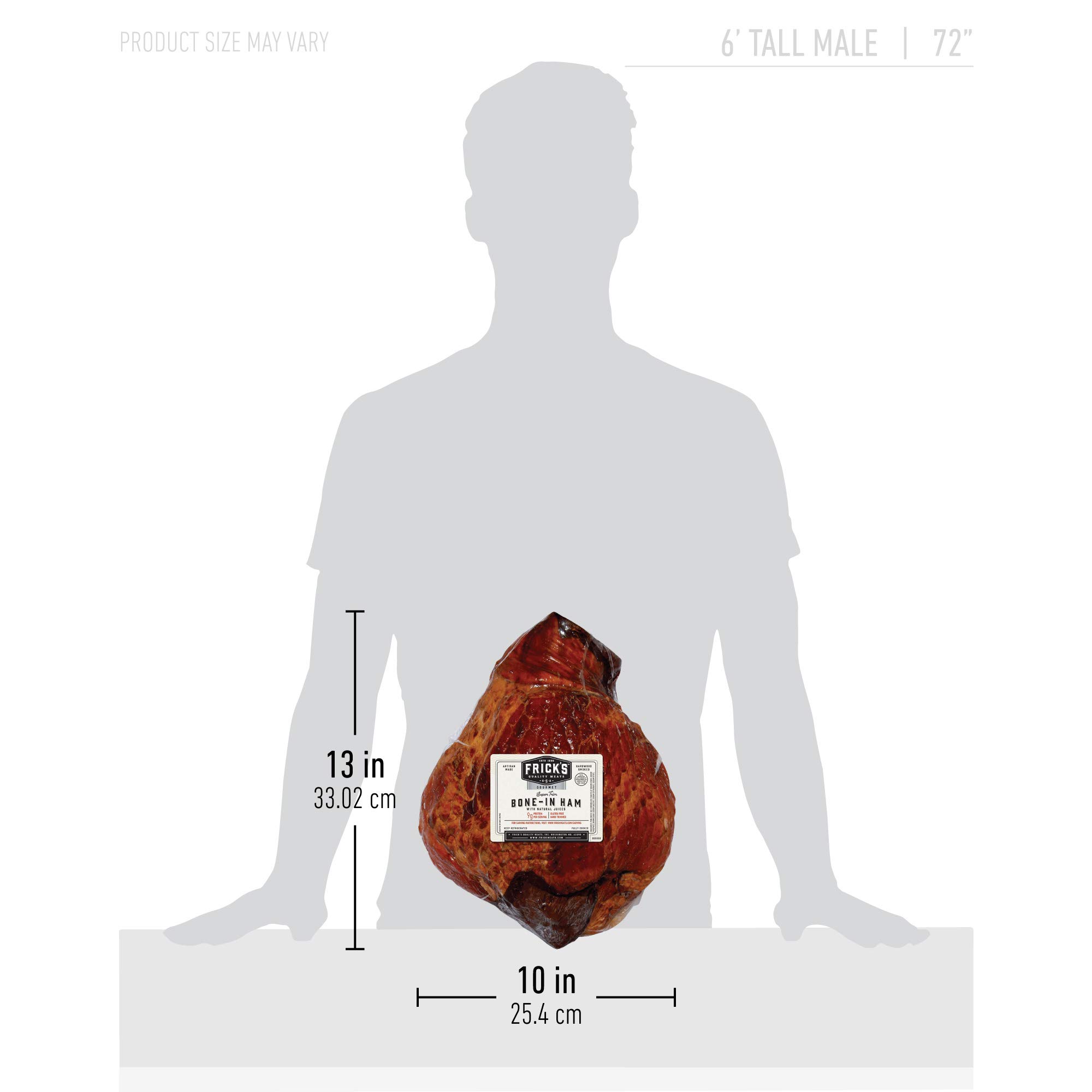 Frick's Supertrim Whole Bone-In Hickory Smoked Ham - Premium Smoked Pork Shoulder for Holidays, Family Dinners & Special Occasions