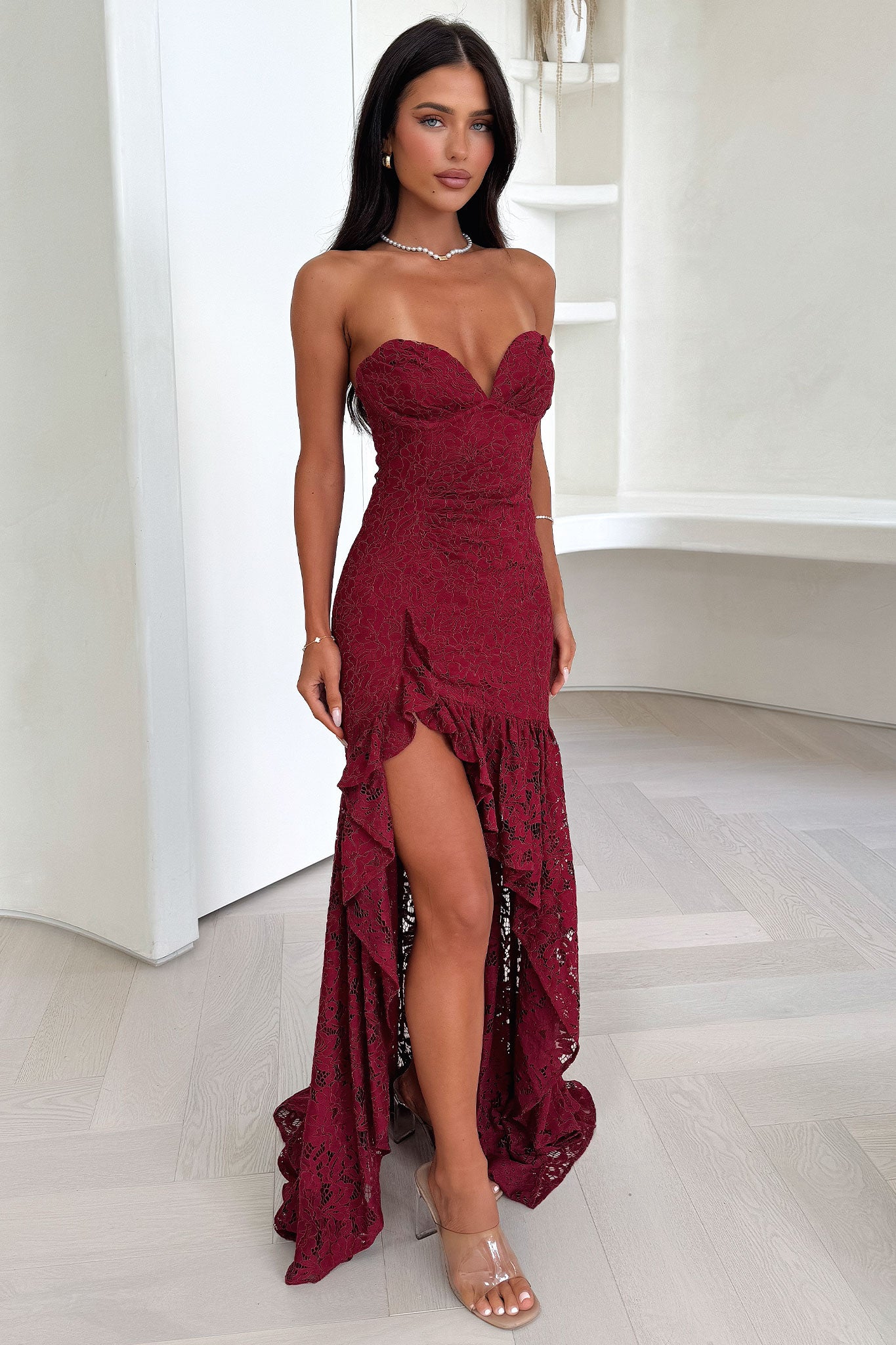 Everdine Maxi Dress in Burgundy - Elegant Long Flowy Dress for Women | Perfect for Summer, Beach, Weddings & Casual Outings