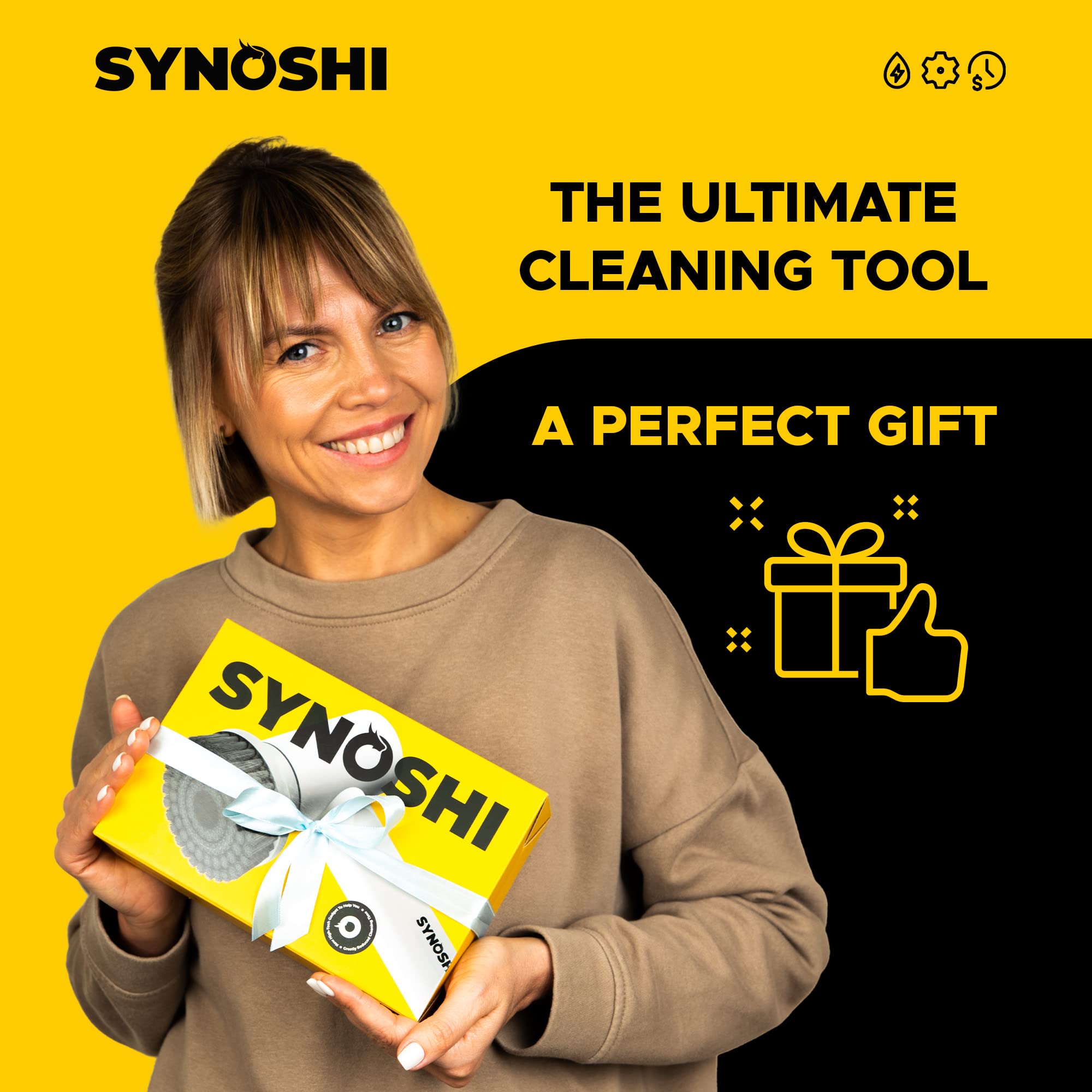 SYNOSHI Cordless Electric Spin Scrubber - Waterproof Power Cleaning Brush with 3 Replaceable Heads & Dual Speed Settings - Perfect for Bathroom Tiles, Shower, Bathtub, Kitchen, Car Detailing & Floor Cleaning - Effortless Deep Cleaning for Tough Stains & Grime