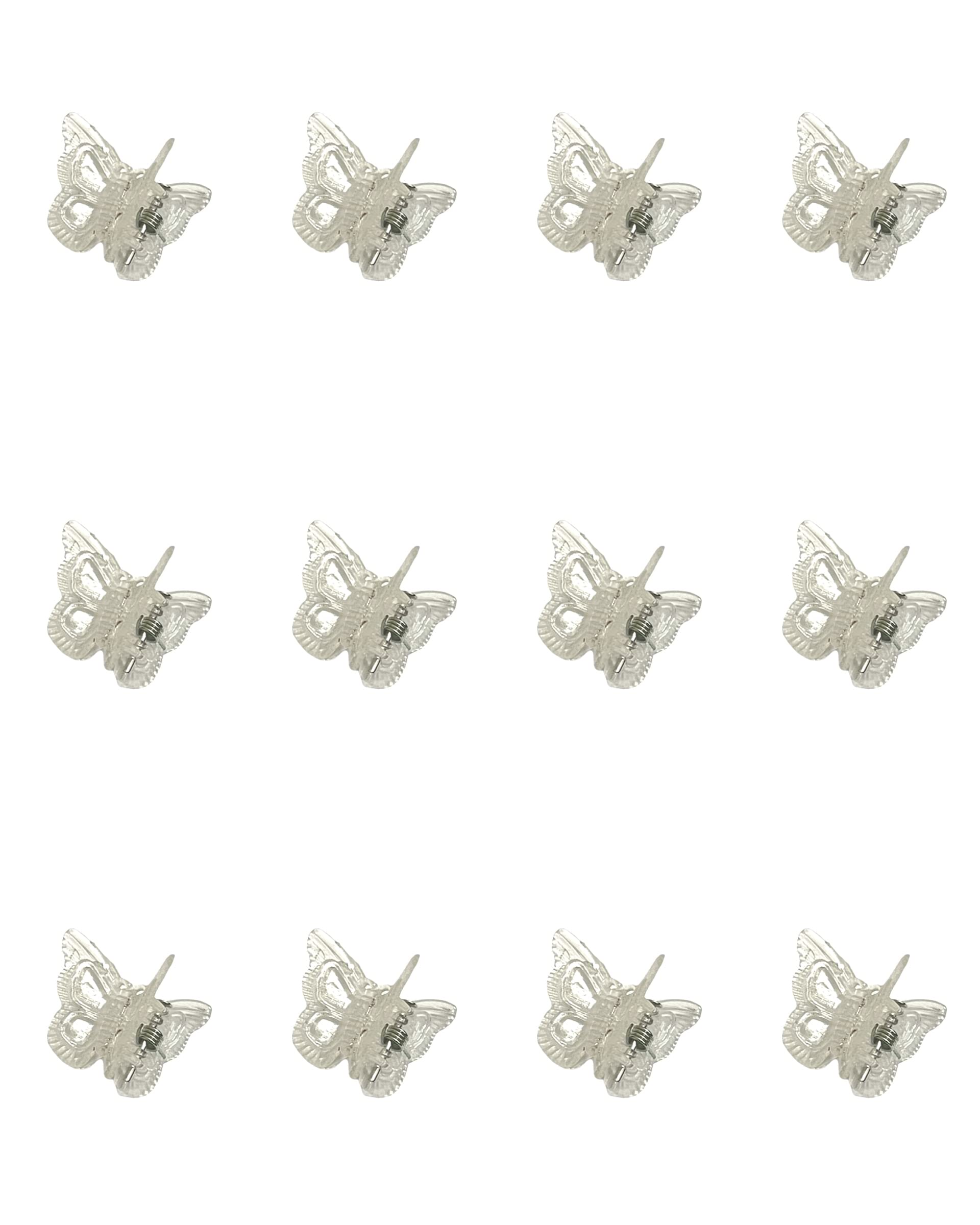 12pcs Small Clear Butterfly Hair Claw Clips for Women & Girls - 1.8CM Plastic Hair Clamps (Transparent) - Perfect for School, Work, Parties & Everyday Hairstyles