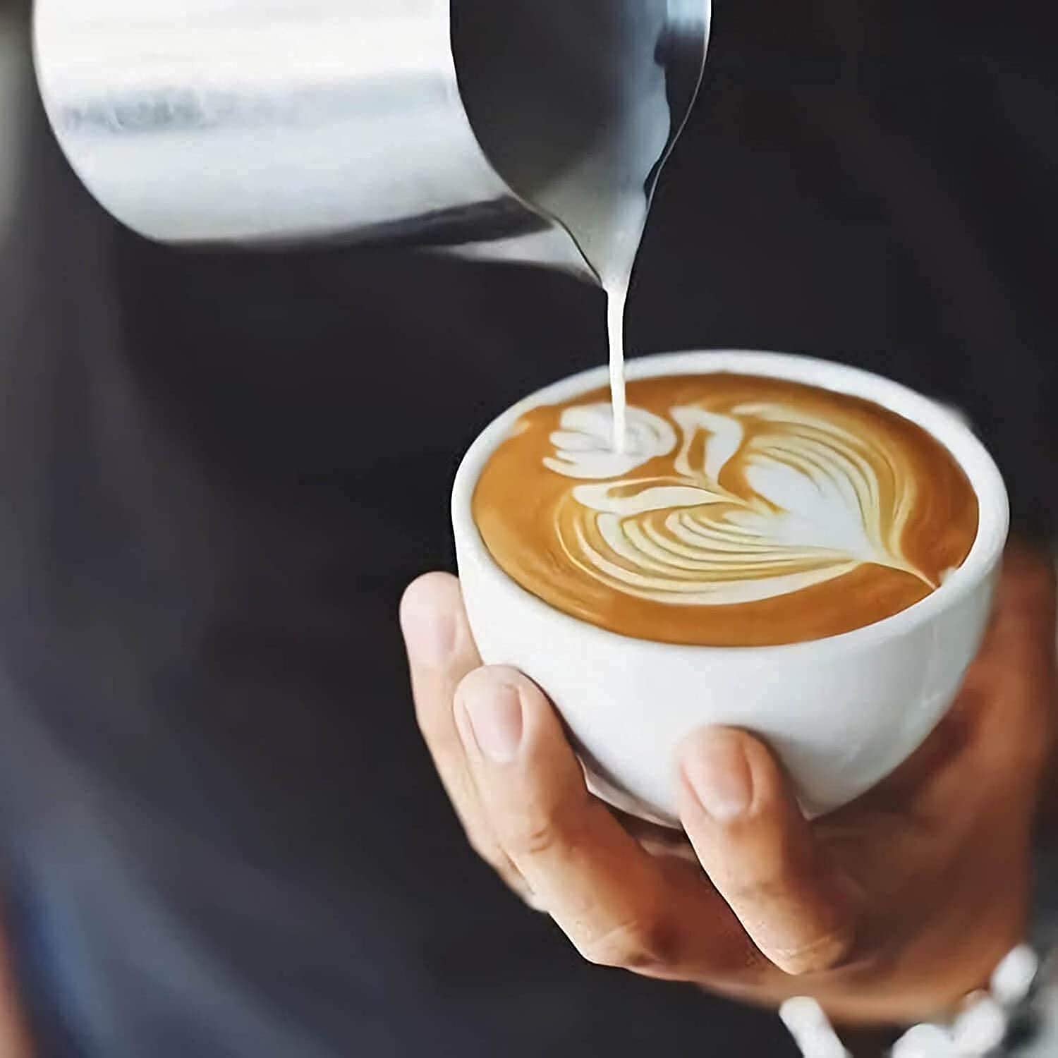 Premium Stainless Steel Espresso & Cappuccino Milk Frothing Pitcher with Scale - 350ml Barista-Grade Coffee Frother for Latte Art - Perfect for Home & Professional Coffee Shops