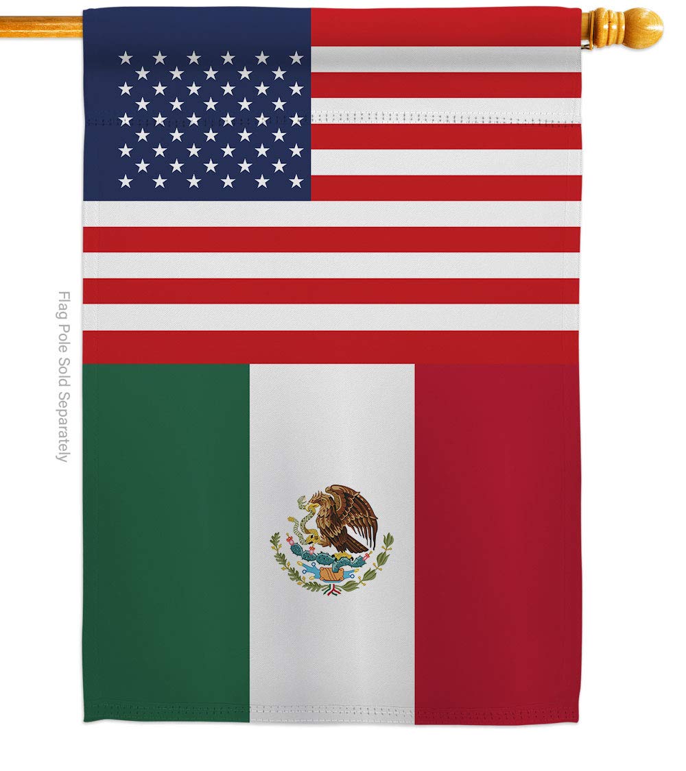 Americana Home & Garden Mexico-US Friendship House Flag - Double-Sided Decorative Banner for Yard, Garden & Patio - Made in USA - Perfect for International Country Pride & Regional Decor