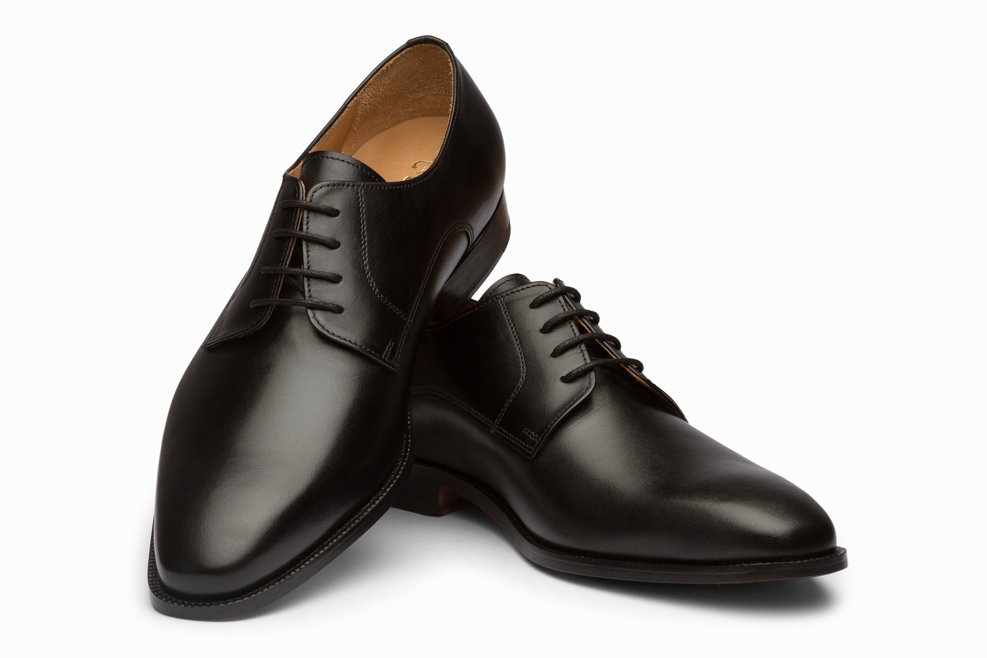 Men's Classic Plain Black Derby Shoes - Stylish & Comfortable Dress Shoes for Business, Office & Formal Occasions