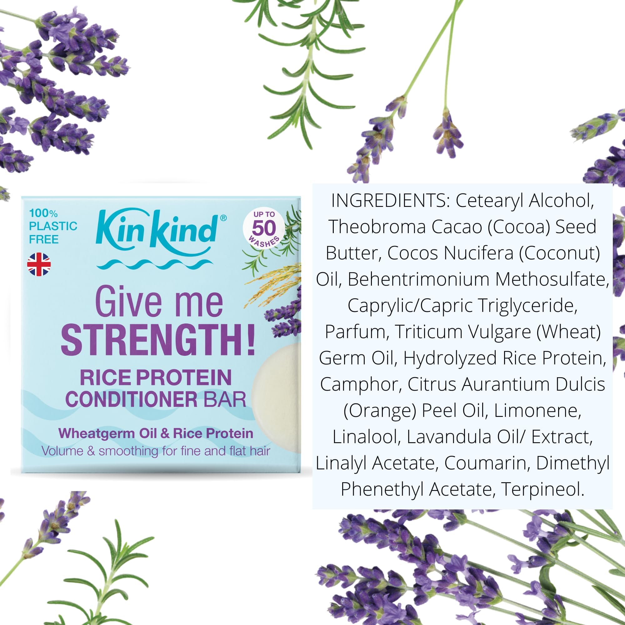 KinKind Give Me Strength! Travel Shampoo & Conditioner Bars Set - 50 Washes, Leak-Proof Tins, Lavender Scent - Perfect for Camping, Gym, Backpacking & Air Travel - Great Gift for Women