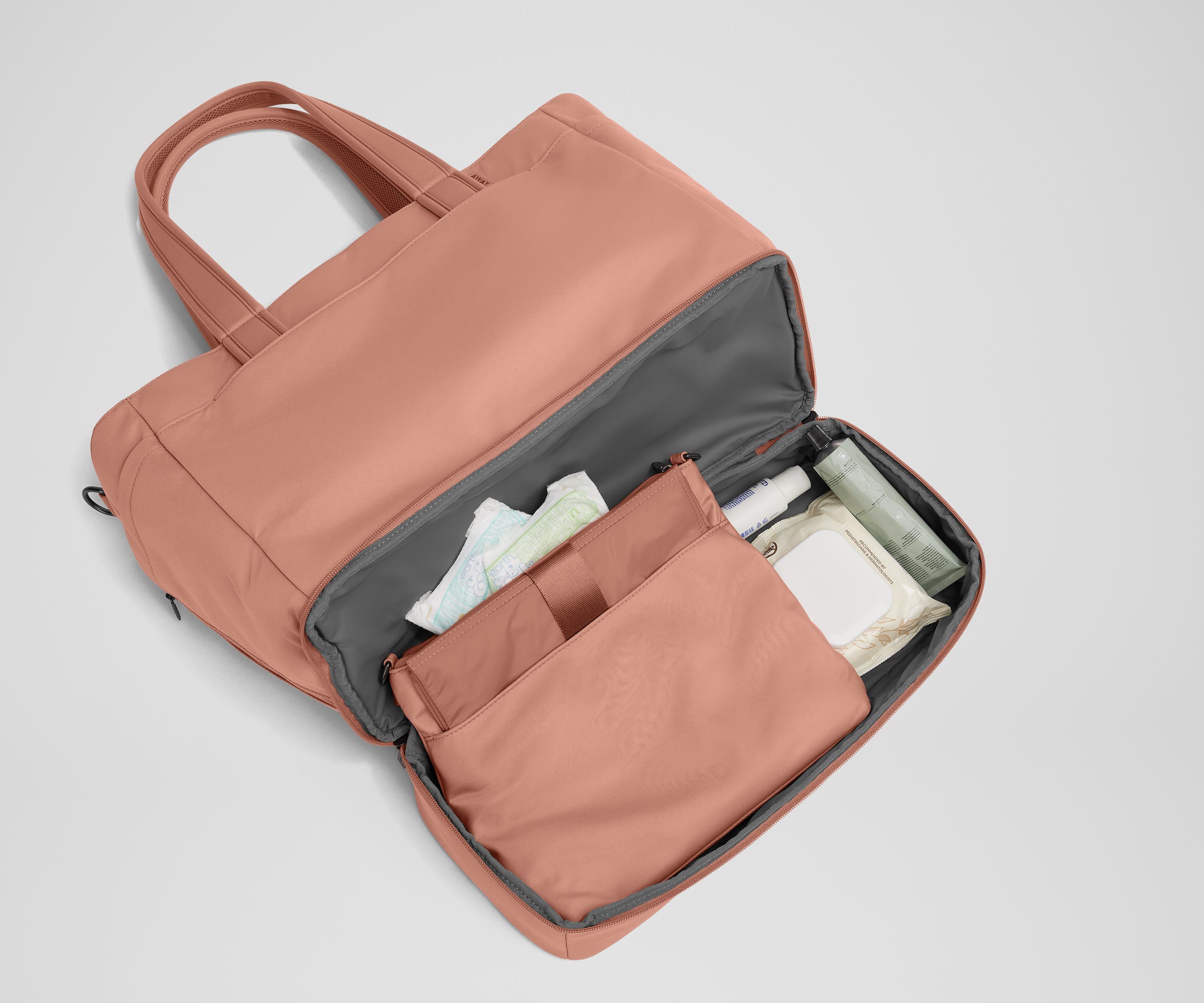 Clay Pink Double Diaper Tote Bag - Large Waterproof Baby Essentials Organizer for Moms | Perfect for Daycare, Travel & On-the-Go Parenting