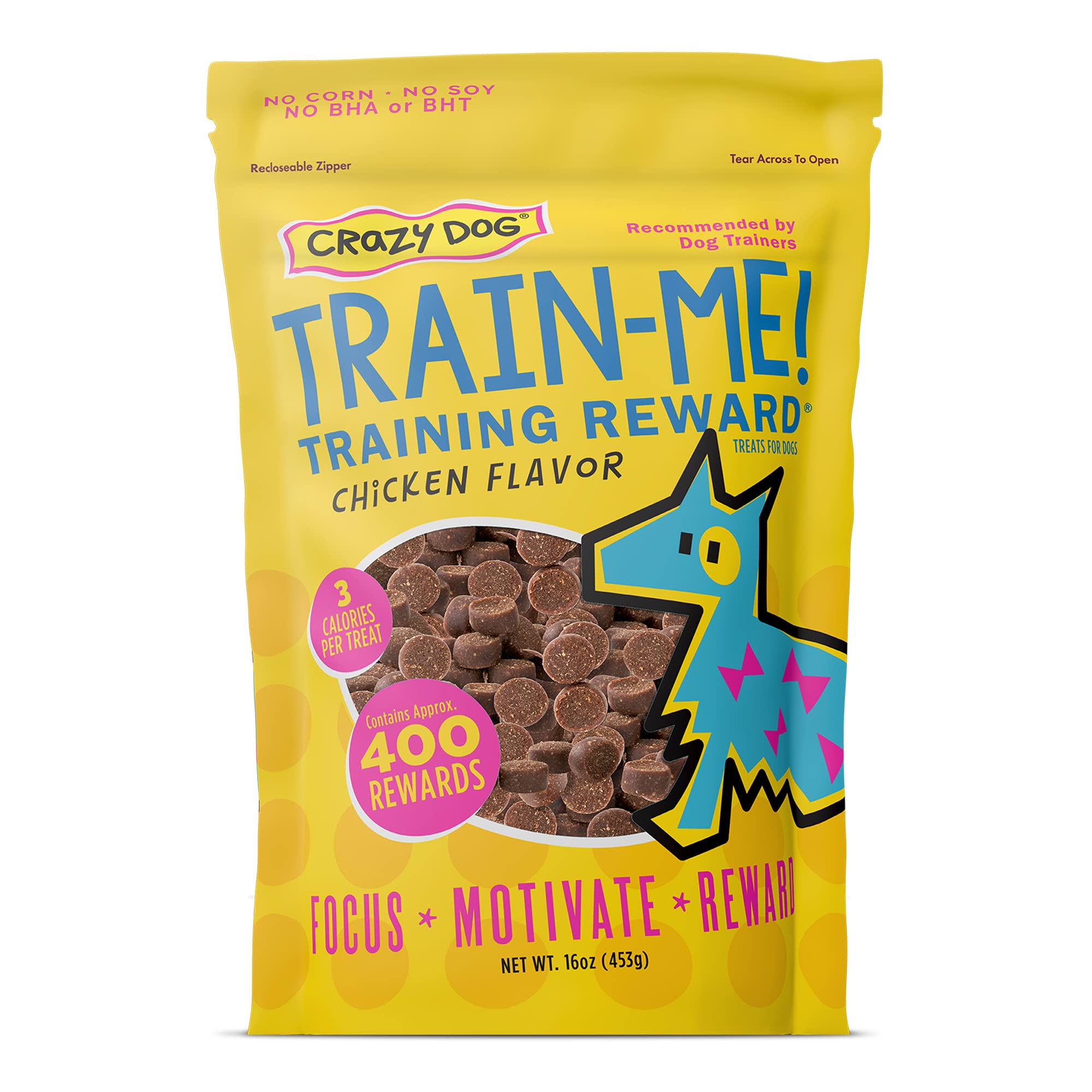 Crazy Dog Train-Me! Chicken Flavor Training Reward Dog Treats - 16 Oz. for Obedience & Behavior Training - Perfect for Small, Medium & Large Dogs
