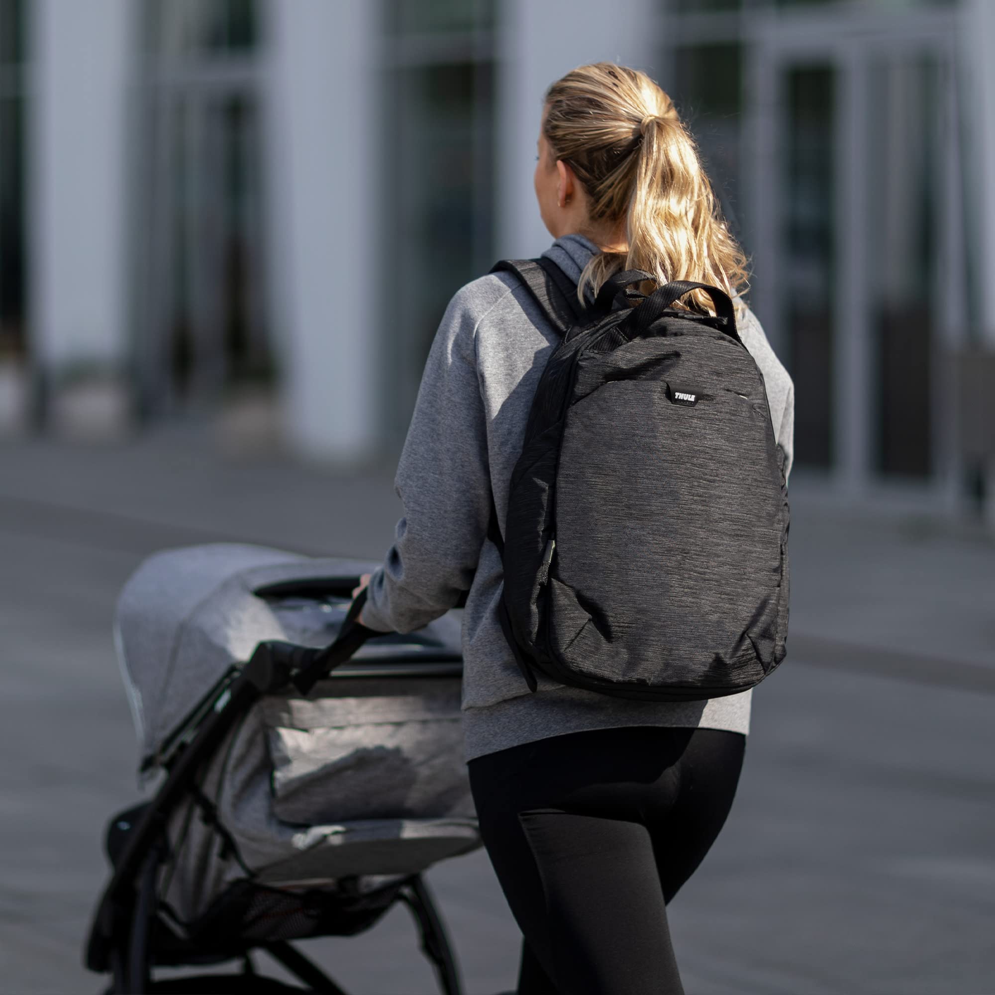 Thule Diaper Backpack for Travel & Maternity - Waterproof Baby Changing Bag with Adjustable Shoulder Straps - Perfect for Daycare, Airplane & Outdoor Adventures (Black)