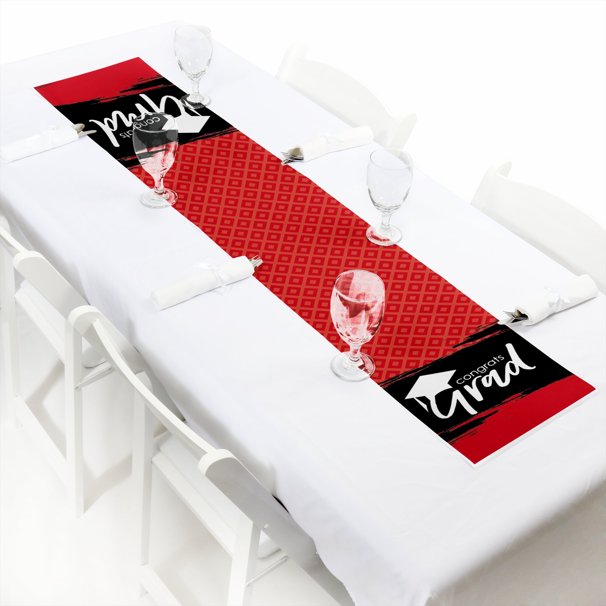 Best is Yet to Come Red Graduation Party Table Runner - 12 x 60 Inch Petite Paper Decor for Graduation Ceremony, Banquet & Celebration Decorations