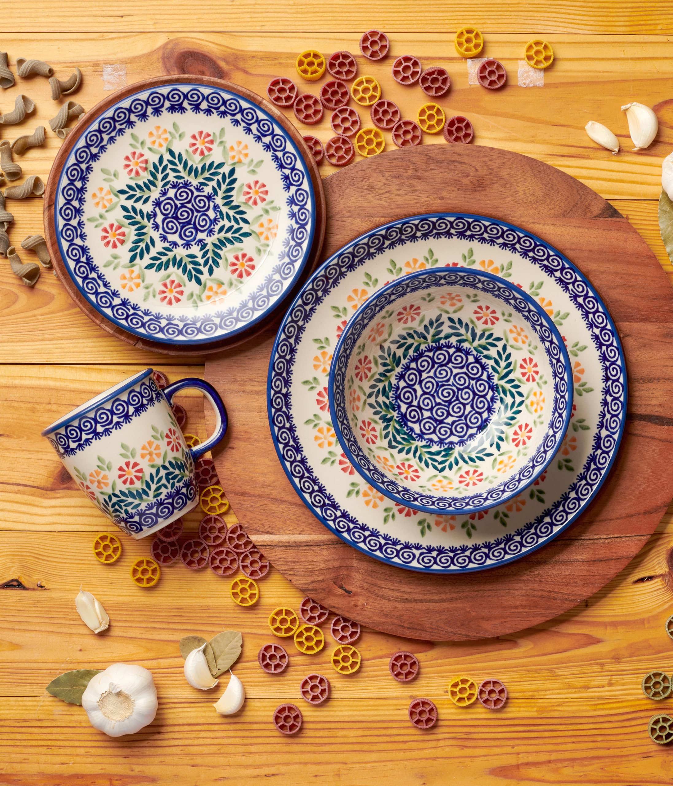 Handmade Blue Rose Polish Pottery Coffee Mug - Elegant Floral Garden Design for Tea, Coffee & Hot Beverages - Perfect Gift for Home, Office & Garden Lovers