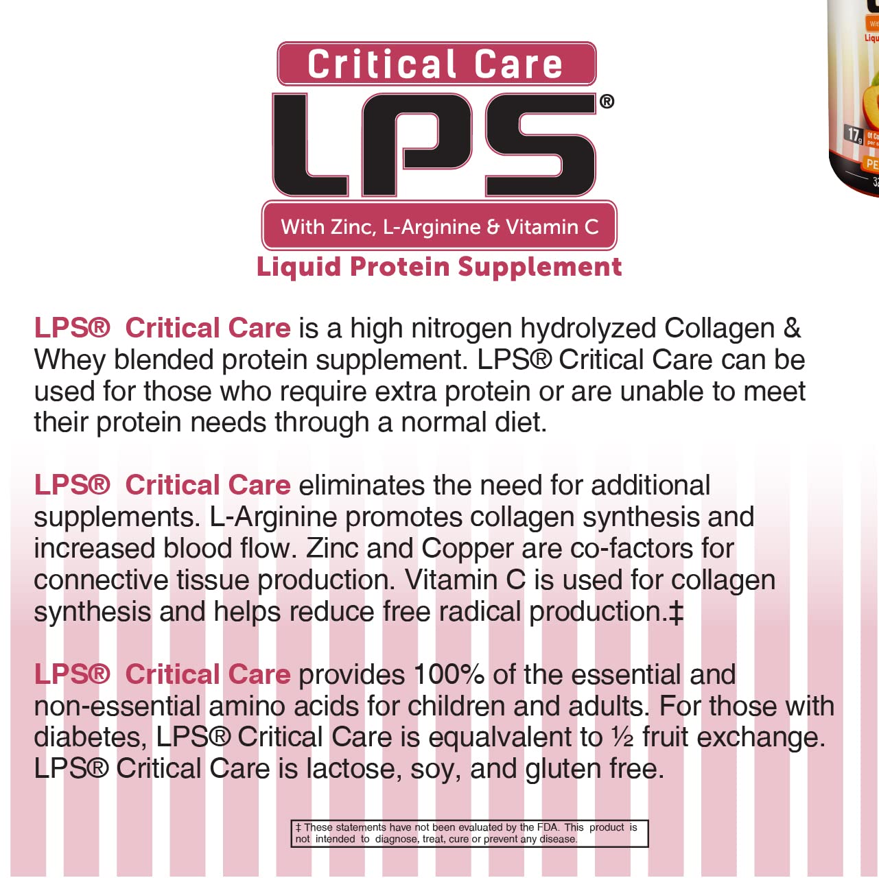 Nutritional Designs LPS Liquid Collagen & Whey Protein Powder Supplement - Sugar Free, Non-GMO, Keto Friendly Drink for Skin, Hair & Joint Health - Honey Vanilla Flavor (Critical Care) - Perfect for Post-Workout Recovery & Daily Wellness Boost