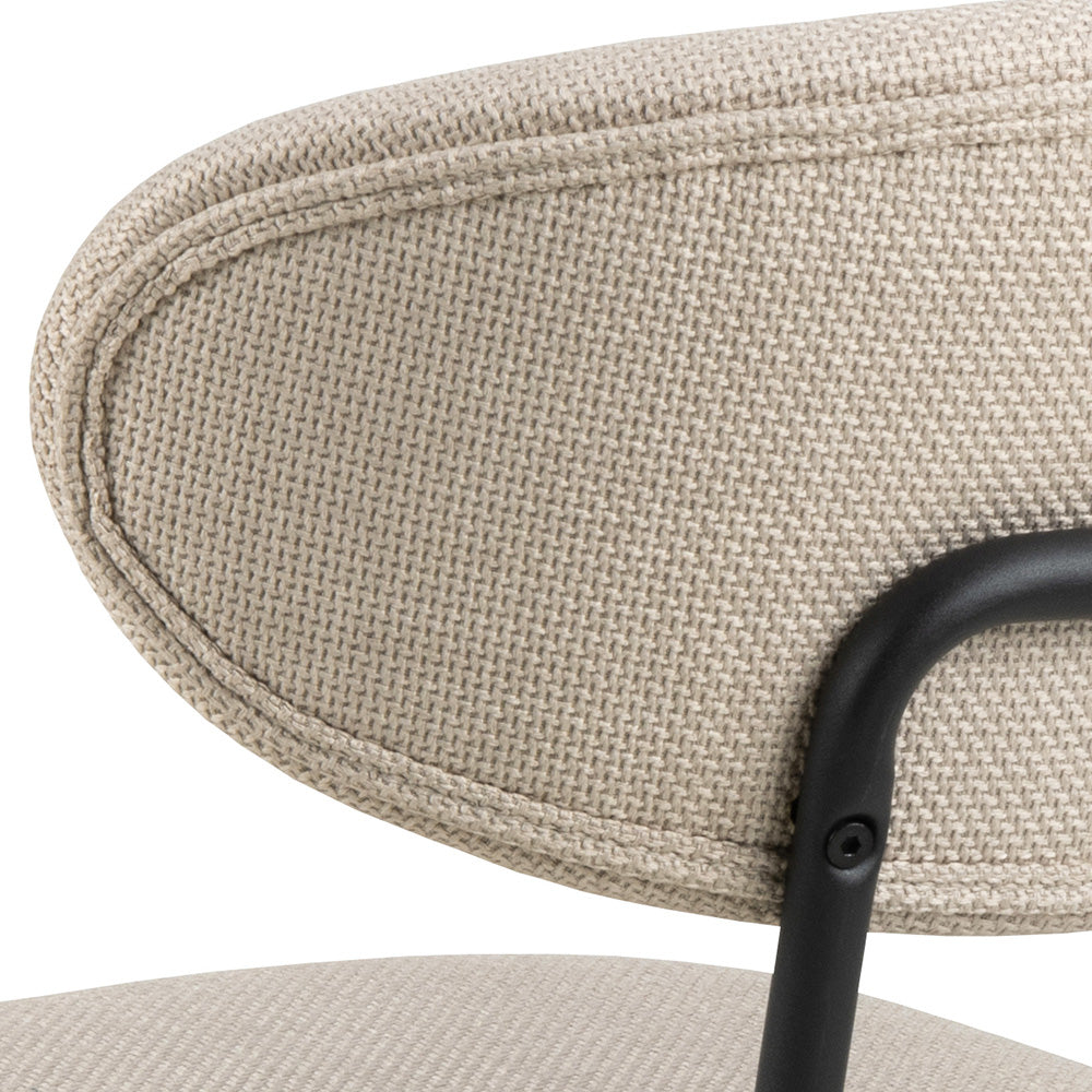 Denise Modern Dining Chair - Beige & Black Upholstered Seat - Sturdy Wooden Legs - Perfect for Kitchen, Dining Room & Office Use