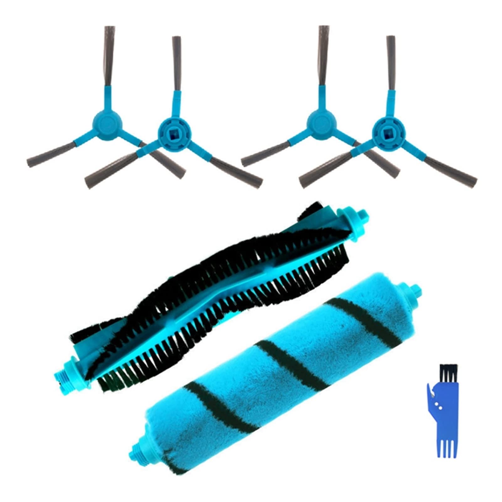 REYQA Replacement Roller Soft Brush Side Brush Compatible with Cecotec Conga 4090 5090 Robot Vacuum Cleaner - Blue - Perfect for Pet Hair, Hard Floors & Carpets Cleaning Accessories