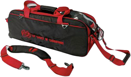 3 Ball Bowling Tote Bag with Clear Top - Black/Red - Perfect for Bowling Leagues, Tournaments & Practice Sessions