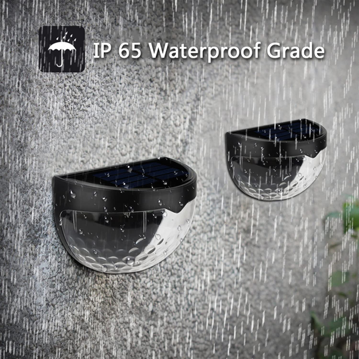 2 Pack Solar Fence Lights - Waterproof Outdoor Deck & Wall Lights for Yard, Garden, Stairway