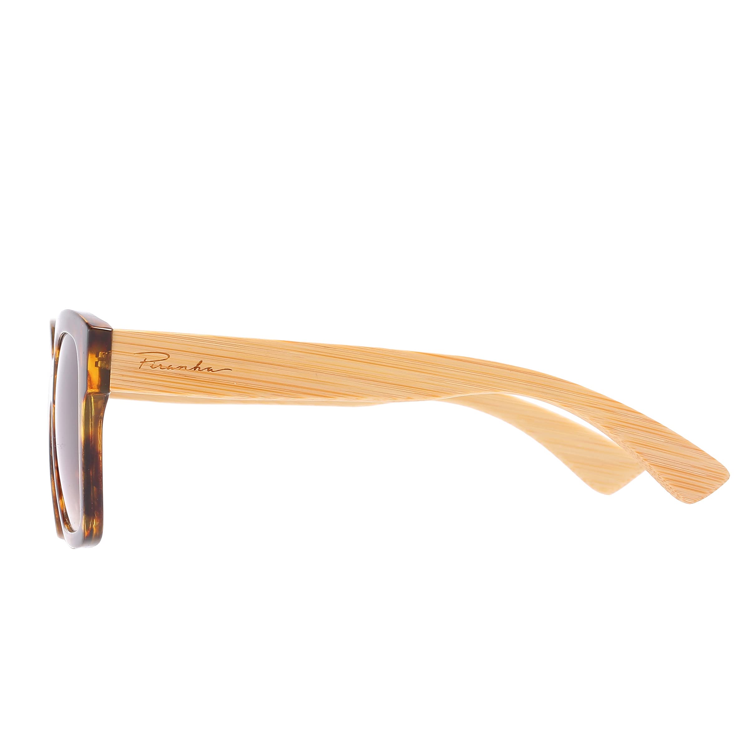 Piranha Square Sunglasses for Women - Demi Frame, Sustainable Bamboo Temples & Gradient Brown Lenses | UV Protection, Fashion Accessory for Beach, Driving & Outdoor Activities