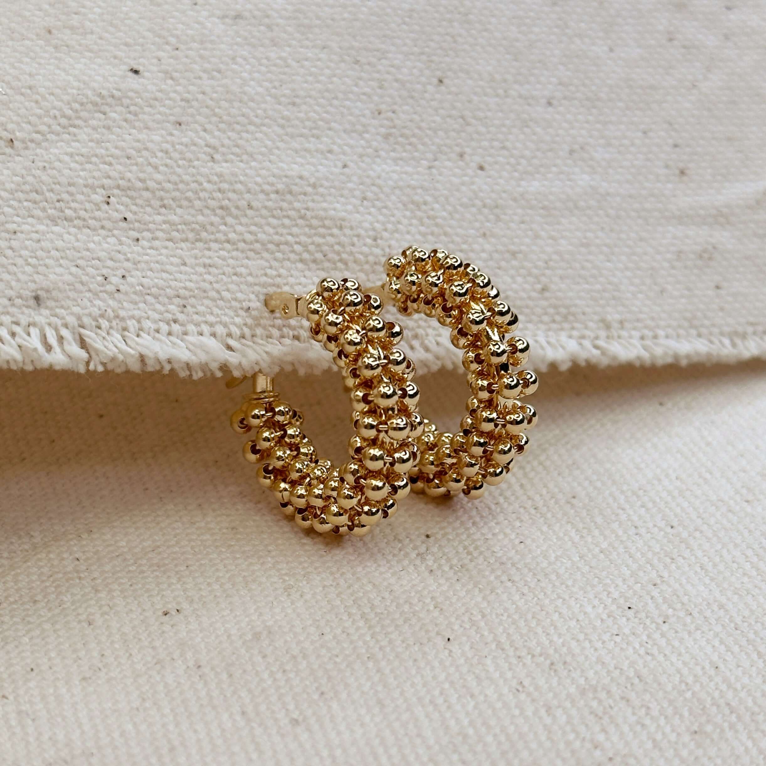 18K Gold Filled Beaded Cluster Hoop Earrings for Women - Elegant Dangle Drop Earrings for Party, Wedding & Everyday Wear