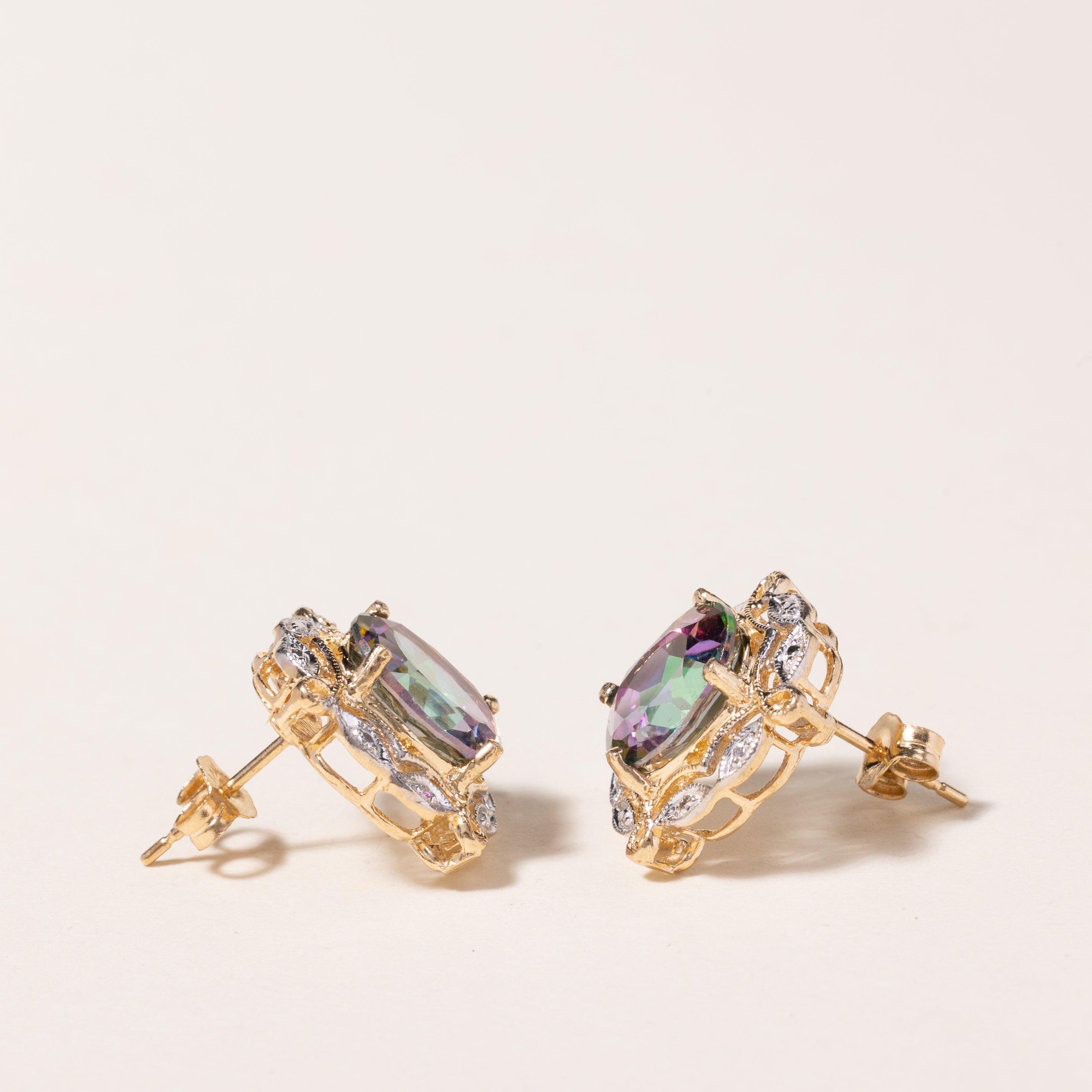 14K Yellow Gold Mystic Topaz Stud Earrings | 6.10ctw | Genuine Gemstone Jewelry for Women | Elegant Gift for Birthday, Anniversary & Special Occasions | Perfect for Parties, Weddings & Evening Events