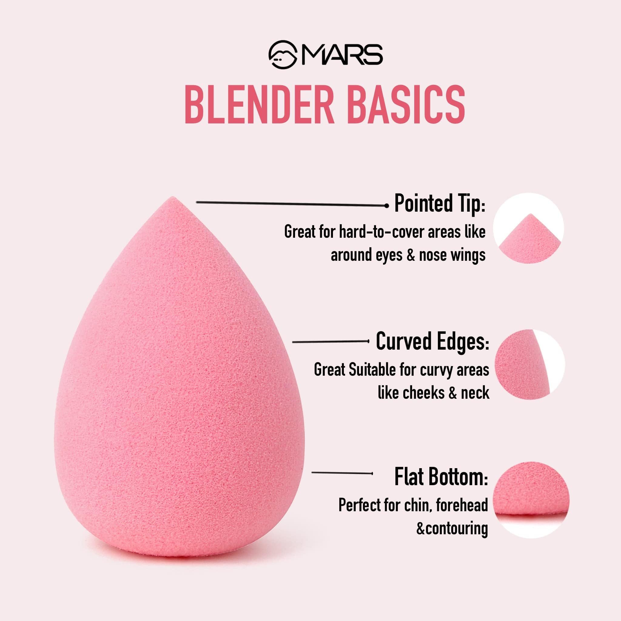**MARS Wonder Beauty Blender - Soft Pink Makeup Sponge for Flawless Foundation & Concealer Application | Gentle on Skin, Easy to Hold (3.0g) | Perfect for Daily Makeup, Professional Use & Travel**