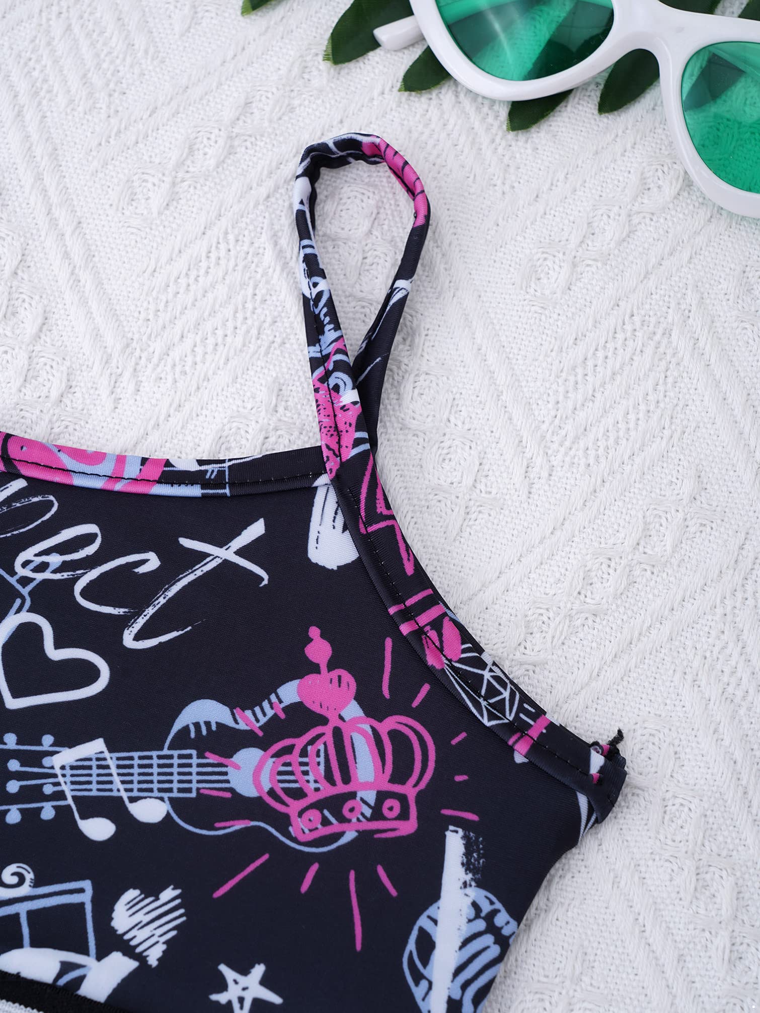 TiaoBug Girls 2-Piece Swimsuit & Activewear Set - Crop Top & Shorts for Swimming, Dance, Sports, Gym, Yoga & Workout | Perfect for Beach, Pool & Summer Activities