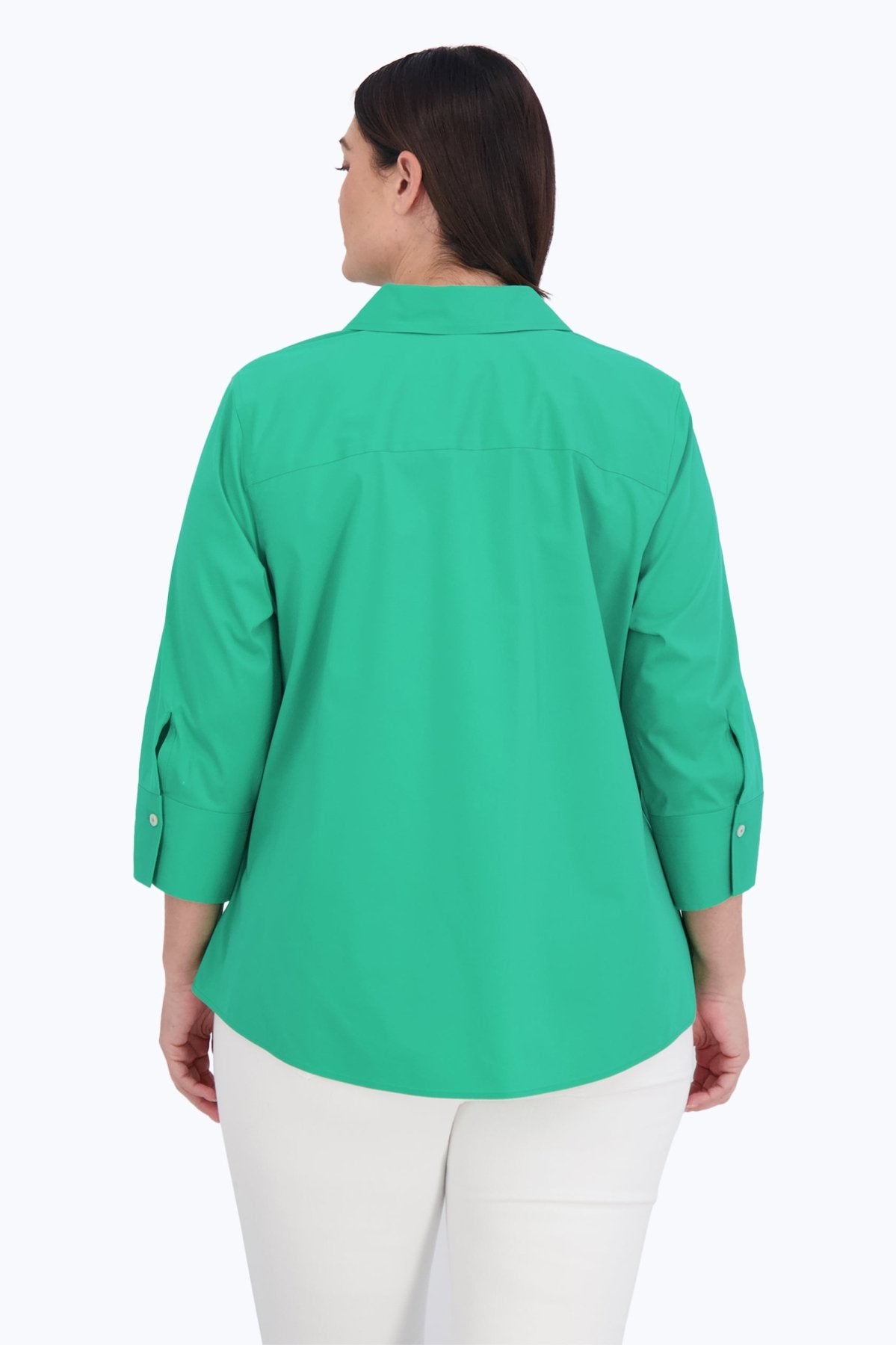 Mary Plus No Iron Stretch 3/4 Sleeve Shirt - Wrinkle-Free Comfort Fit Blouse for Work & Casual Wear | Office, Travel & Everyday Outfits