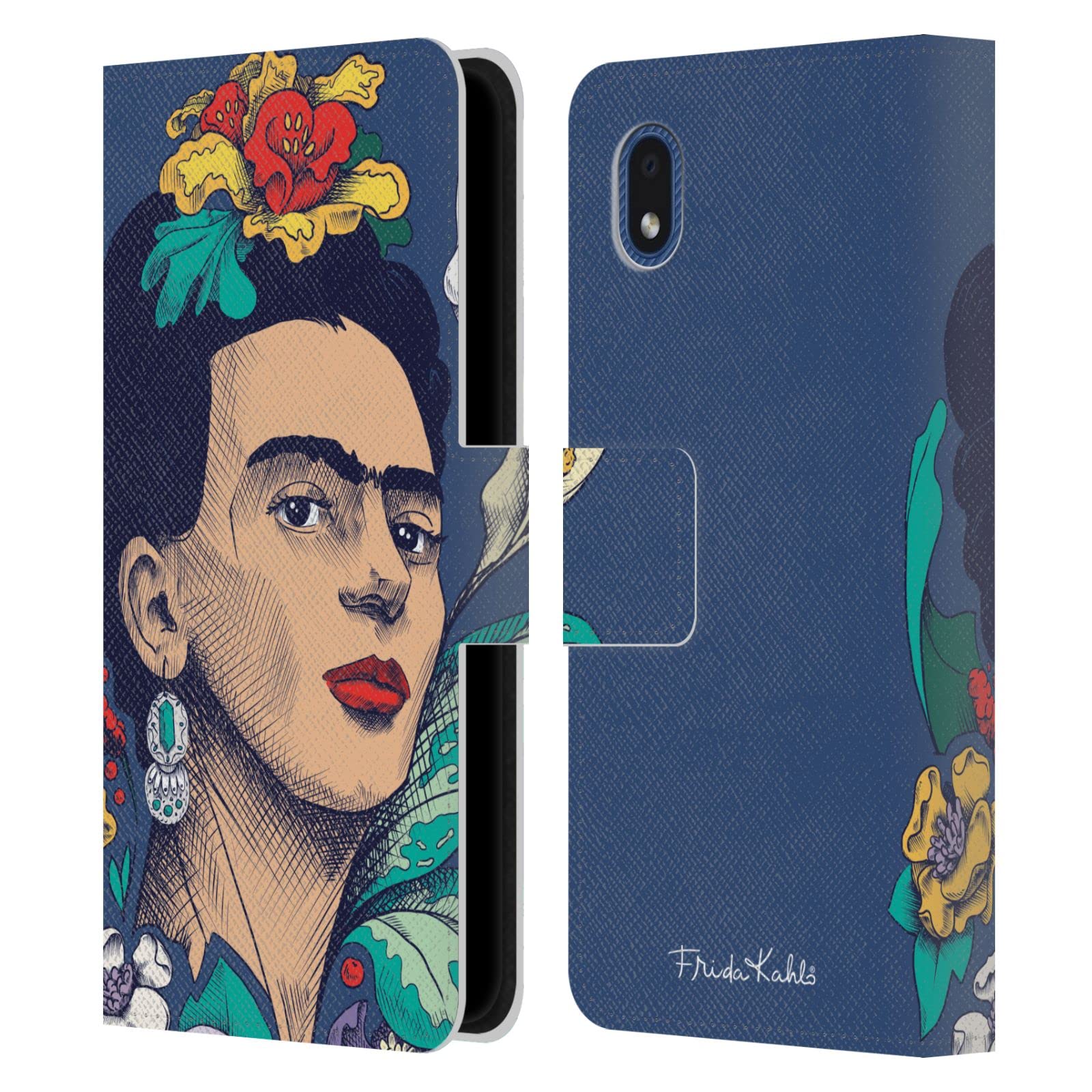 Head Case Designs Frida Kahlo Flowers Sketch Leather Book Wallet Case Cover for Samsung Galaxy A01 Core (2020) - Stylish Protection for Everyday Use & Travel