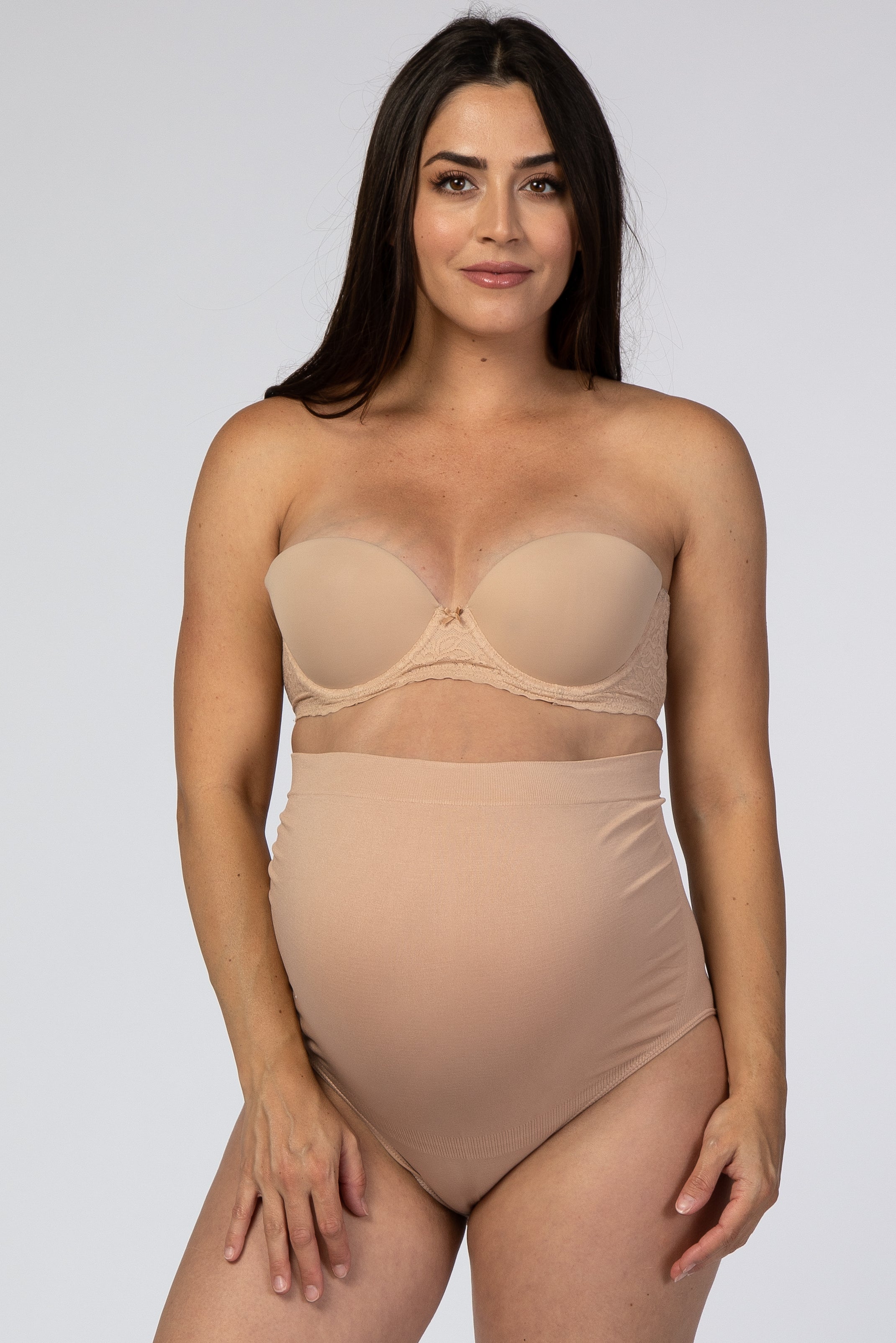 Beige Maternity Underwear with Bump Support - Comfortable Pregnancy Panties for Everyday Wear & Postpartum Recovery
