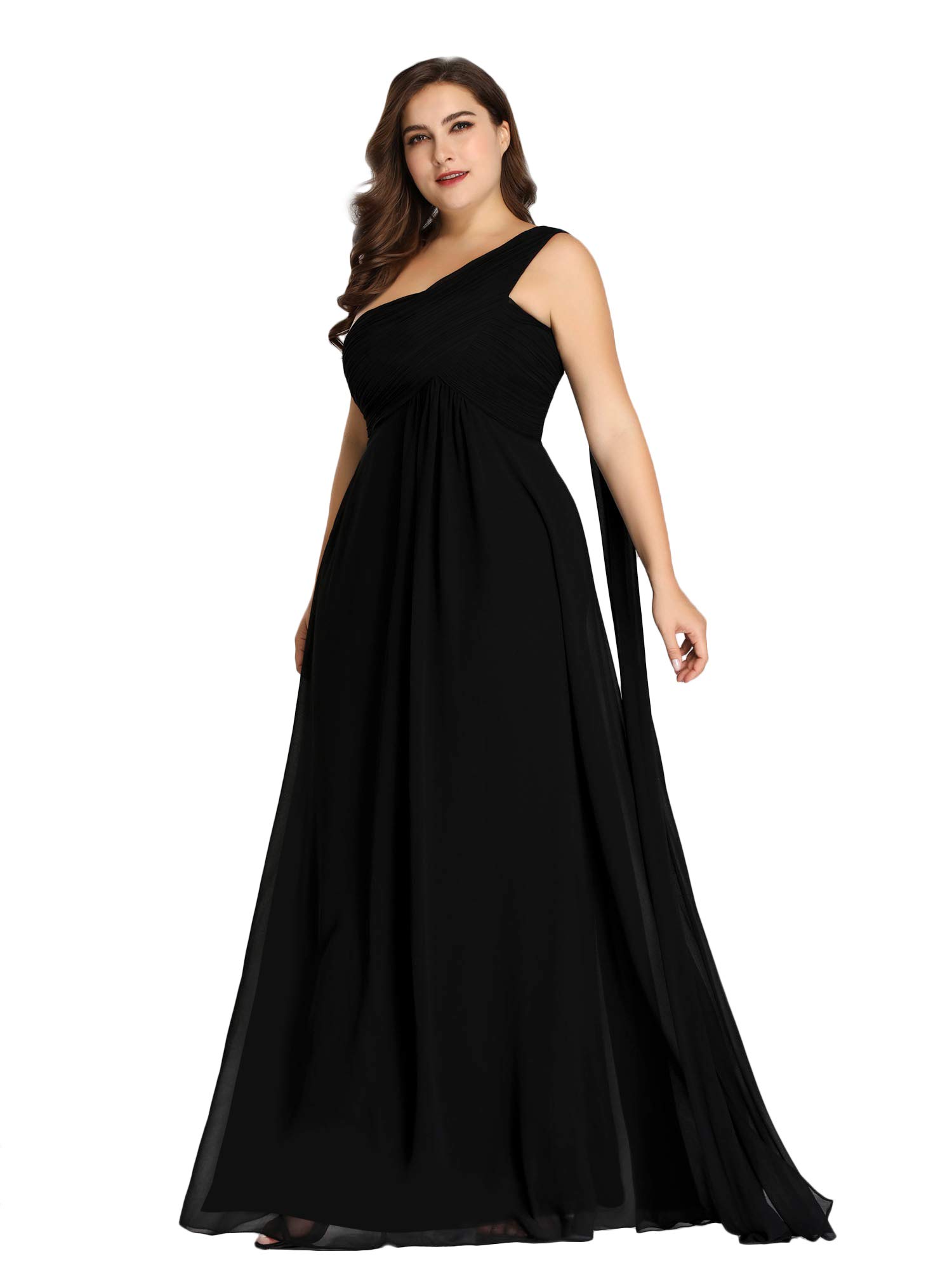 Ever-Pretty Women's Plus Size One Shoulder Ruched Chiffon Bridesmaid Dress 9816PZ - Elegant Formal Gown for Weddings, Parties & Special Occasions