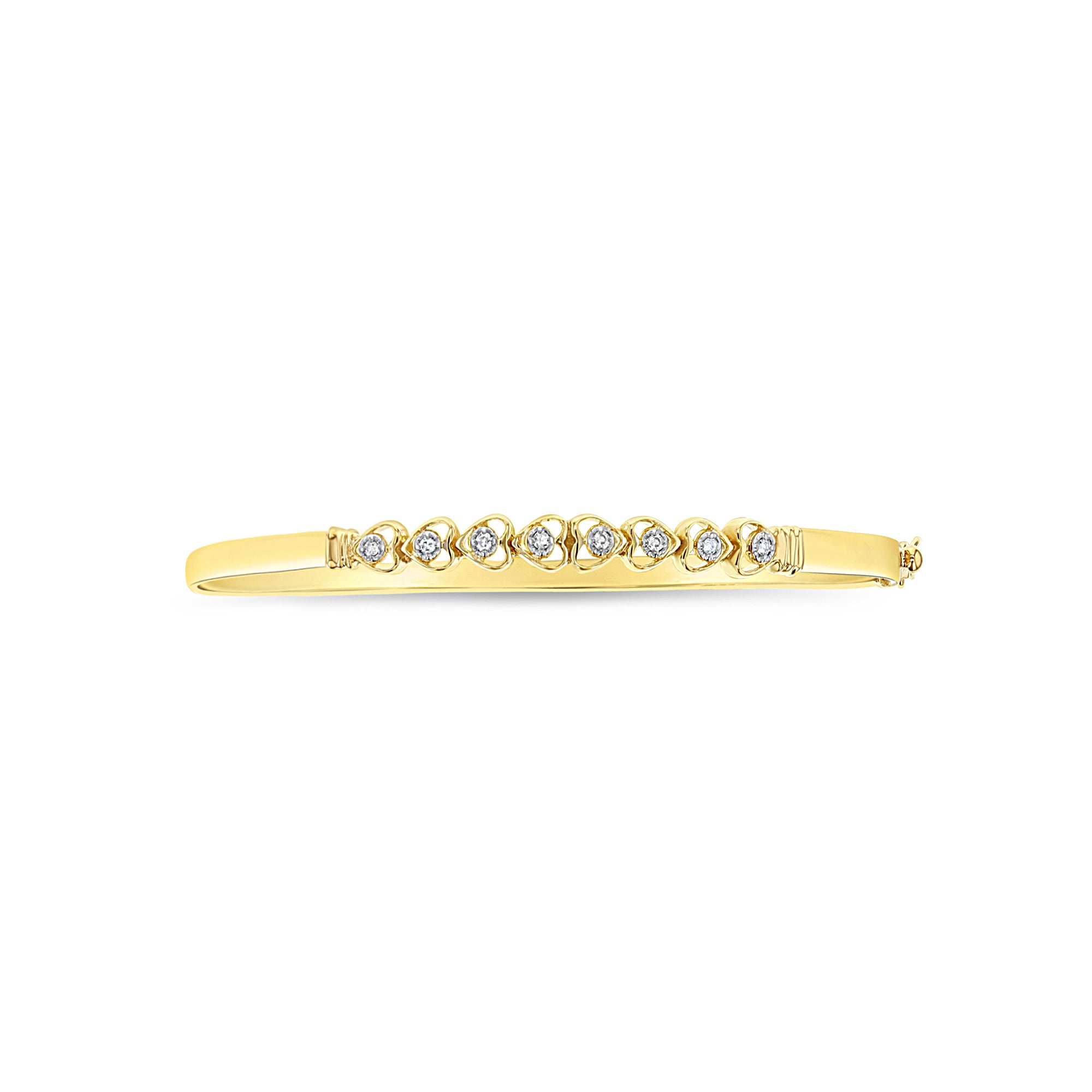 Elegant Heart Shaped Diamond Bangle Bracelet for Women - 14K Gold Plated Cubic Zirconia Jewelry Gift for Anniversary, Valentine's Day & Special Occasions
