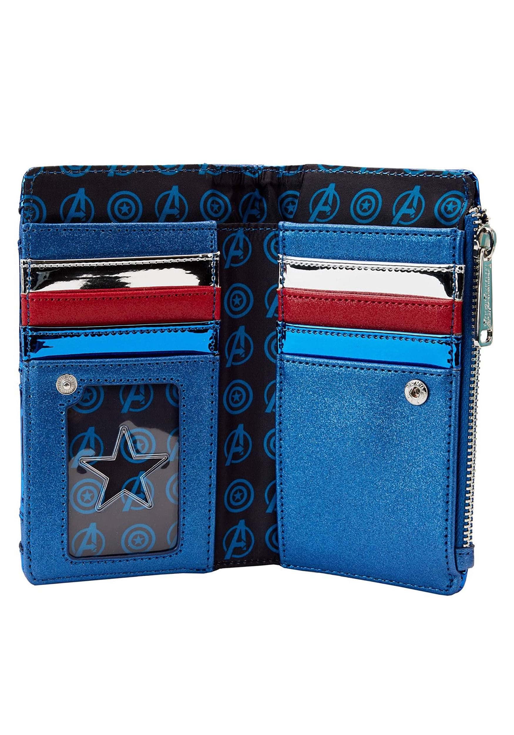 Loungefly Marvel Captain America Shine Cosplay Flap Wallet - Stylish Superhero Accessory for Comic Con, Cosplay & Everyday Use