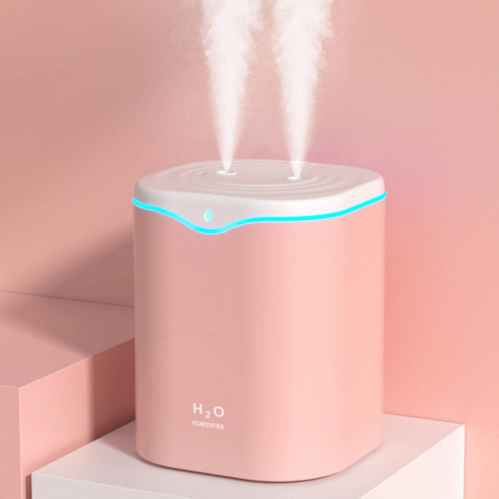 2000ML USB Air Humidifier with Essential Oil Diffuser - Double Spray Cool Mist Maker for Home, Office, Bedroom & Nursery - Quiet Ultrasonic Aromatherapy Fogger for Dry Air Relief & Better Sleep