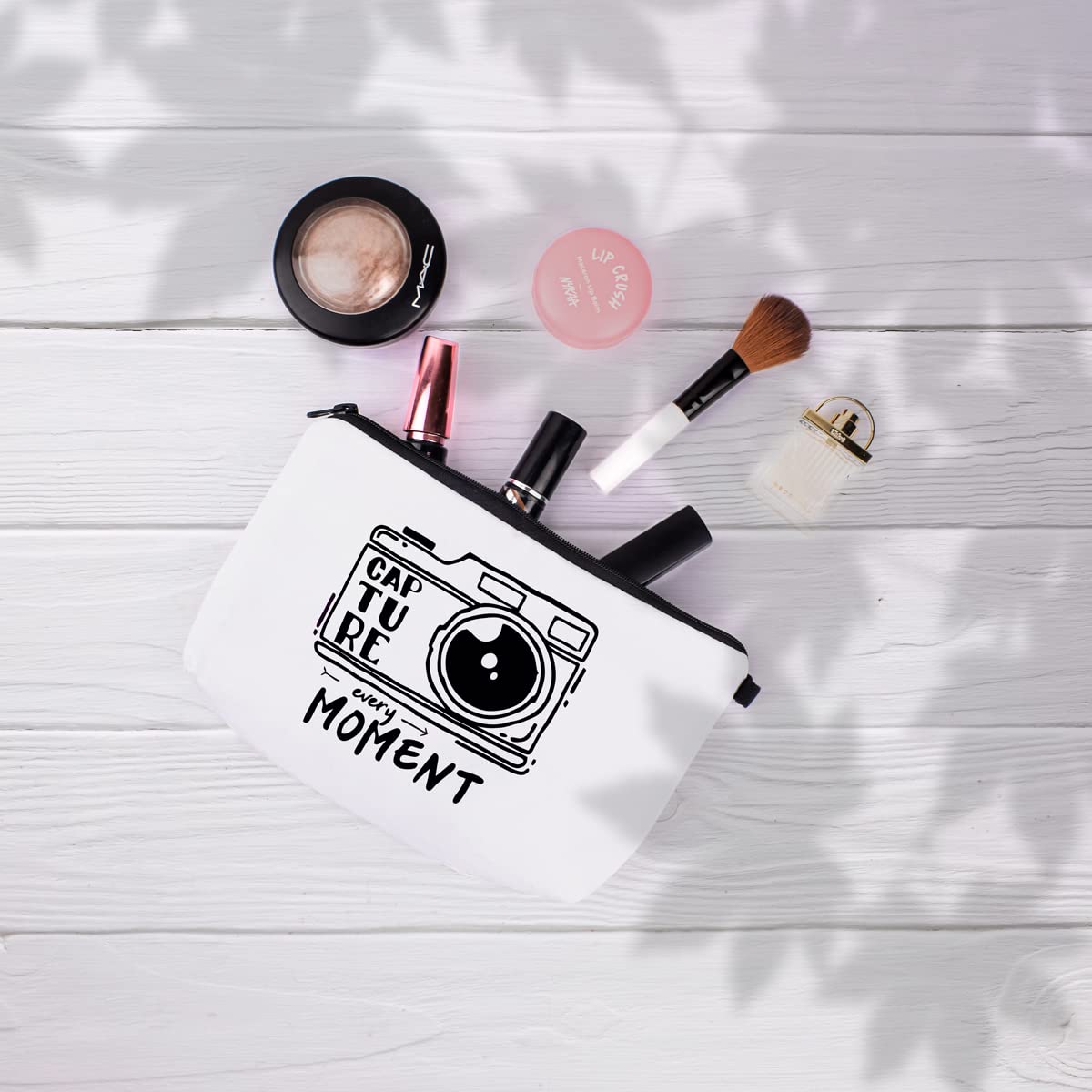 Crazyify Monochromatic Canvas Cosmetic Pouch for Women - Waterproof Travel Toiletry Bag with Zipper | Makeup Storage Organizer | Perfect for Travel, Gym & Daily Essentials