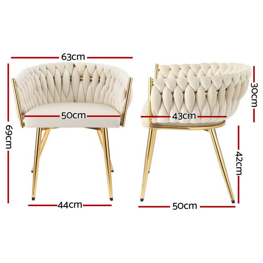 4-Piece Artiss Velvet Dining Chair Set - Luxurious Beige Upholstered Armchairs for Elegant Dining Room & Home Decor