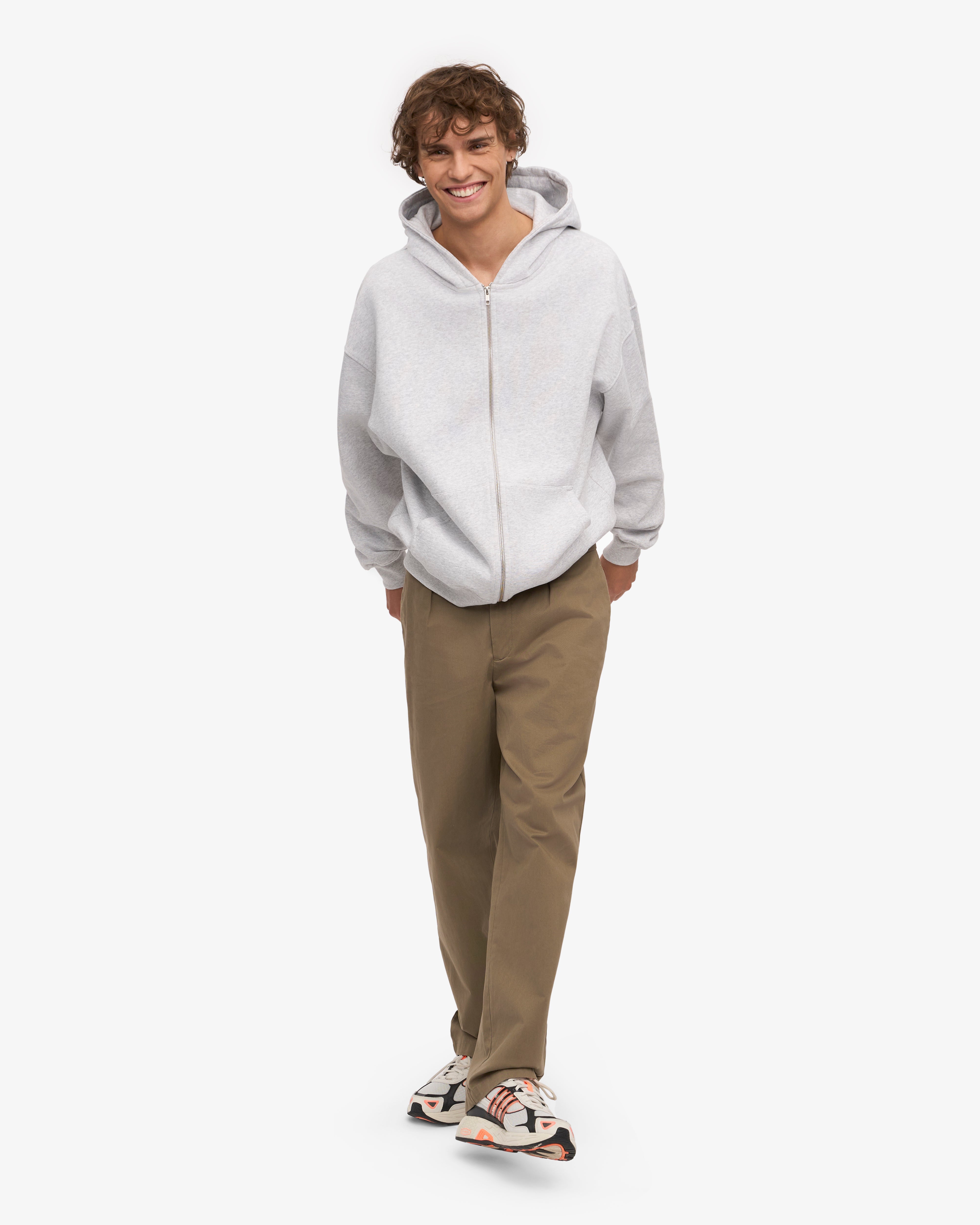 Organic Oversized Zip Hoodie for Women - Soft Snow Melange Fleece Pullover - Cozy Winter Loungewear & Outdoor Activities