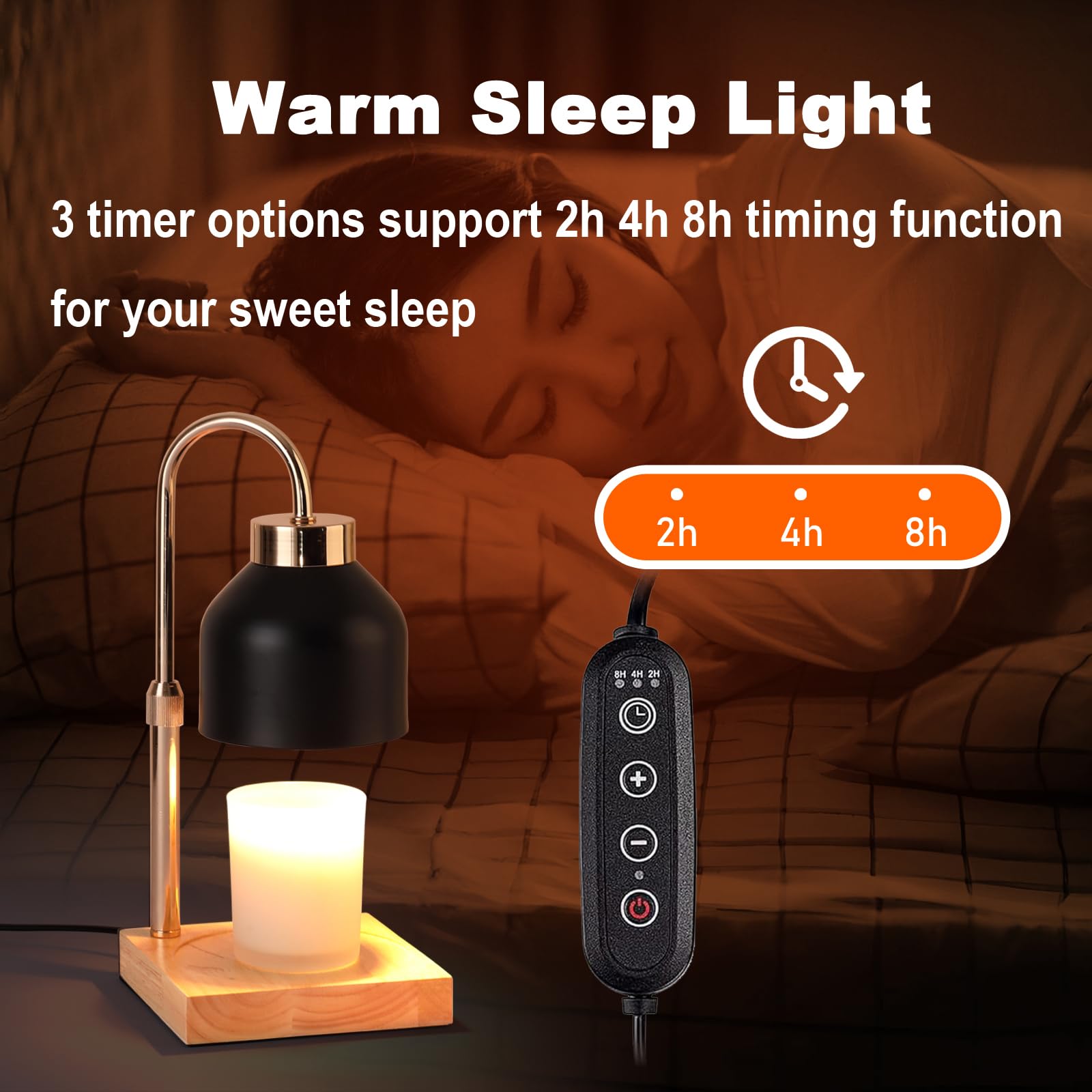Premium Candle Warmer Lamp with Adjustable Height, Timer & Dimmable Light - Wax Melter for Jar Candles Includes 2 Bulbs (Black) - Perfect for Home Decor, Aromatherapy & Cozy Ambiance